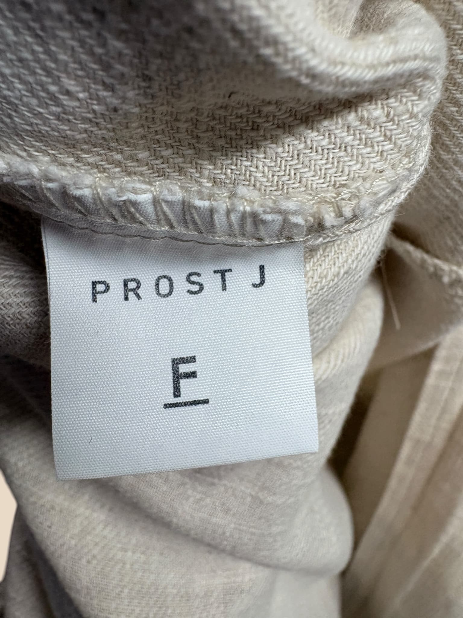 PROST J Linen Midi Dress Ruffle Collar Beige Women's F — photo 3 of 5