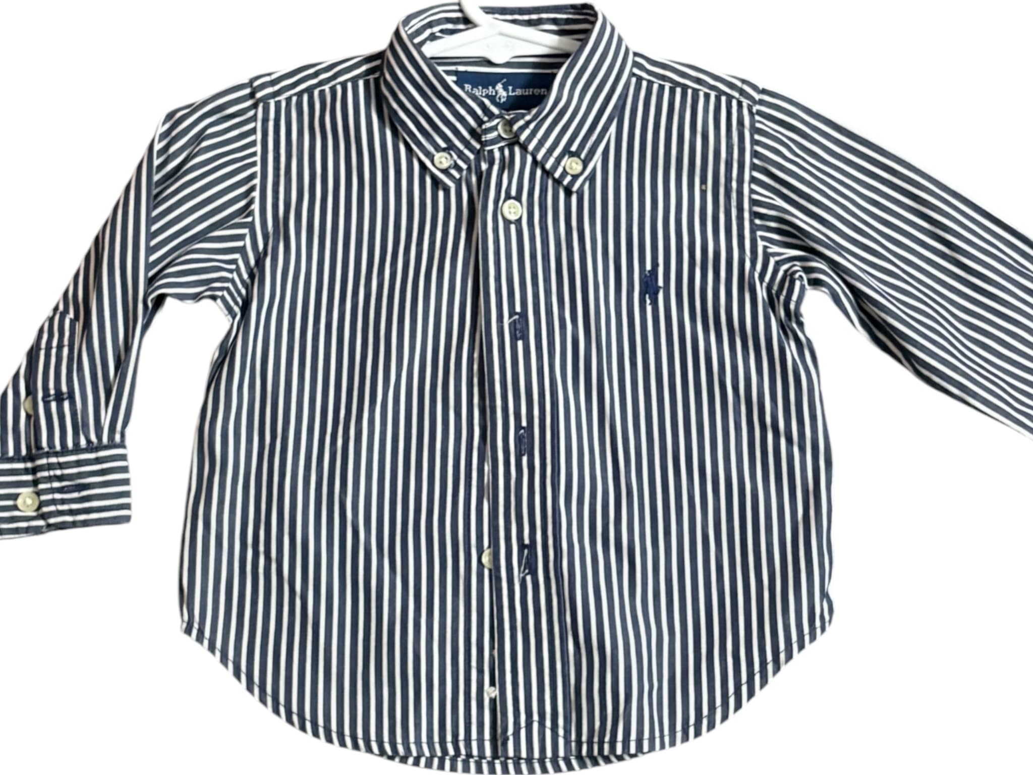 Ralph Lauren Button-Down Shirt Striped Navy and White Boys 12M — photo 1 of 4