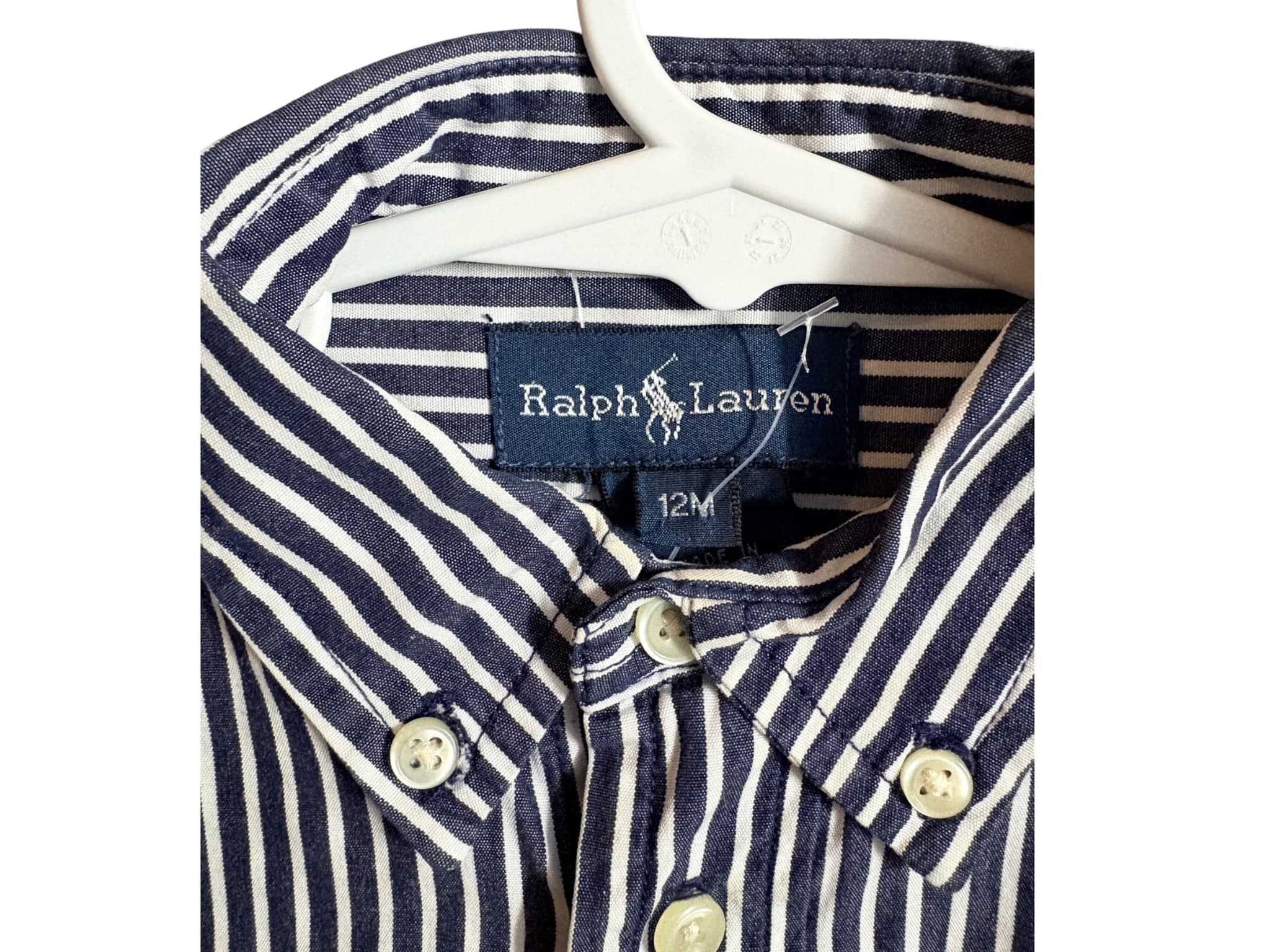 Ralph Lauren Button-Down Shirt Striped Navy and White Boys 12M — photo 2 of 4