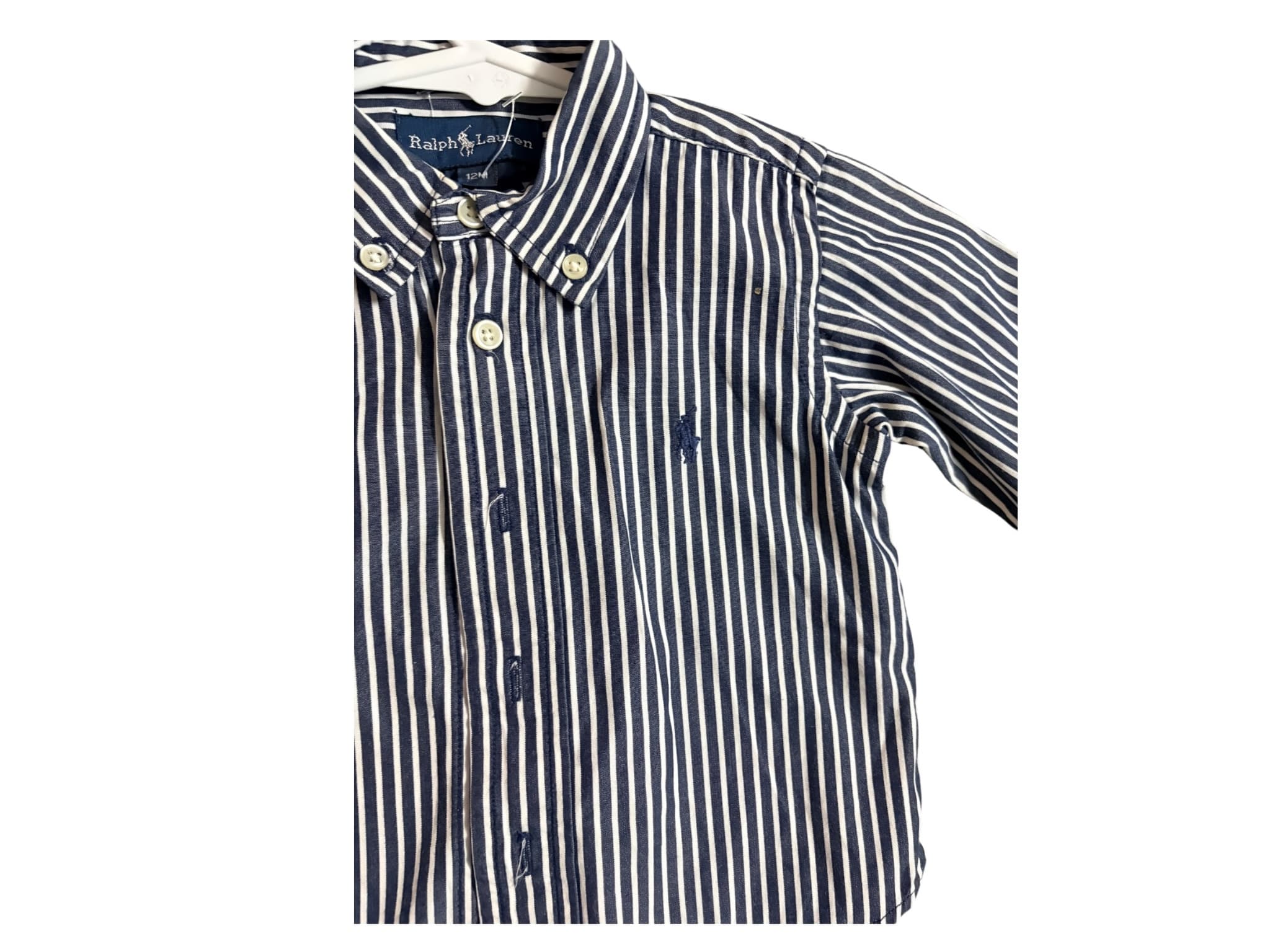Ralph Lauren Button-Down Shirt Striped Navy and White Boys 12M — photo 3 of 4