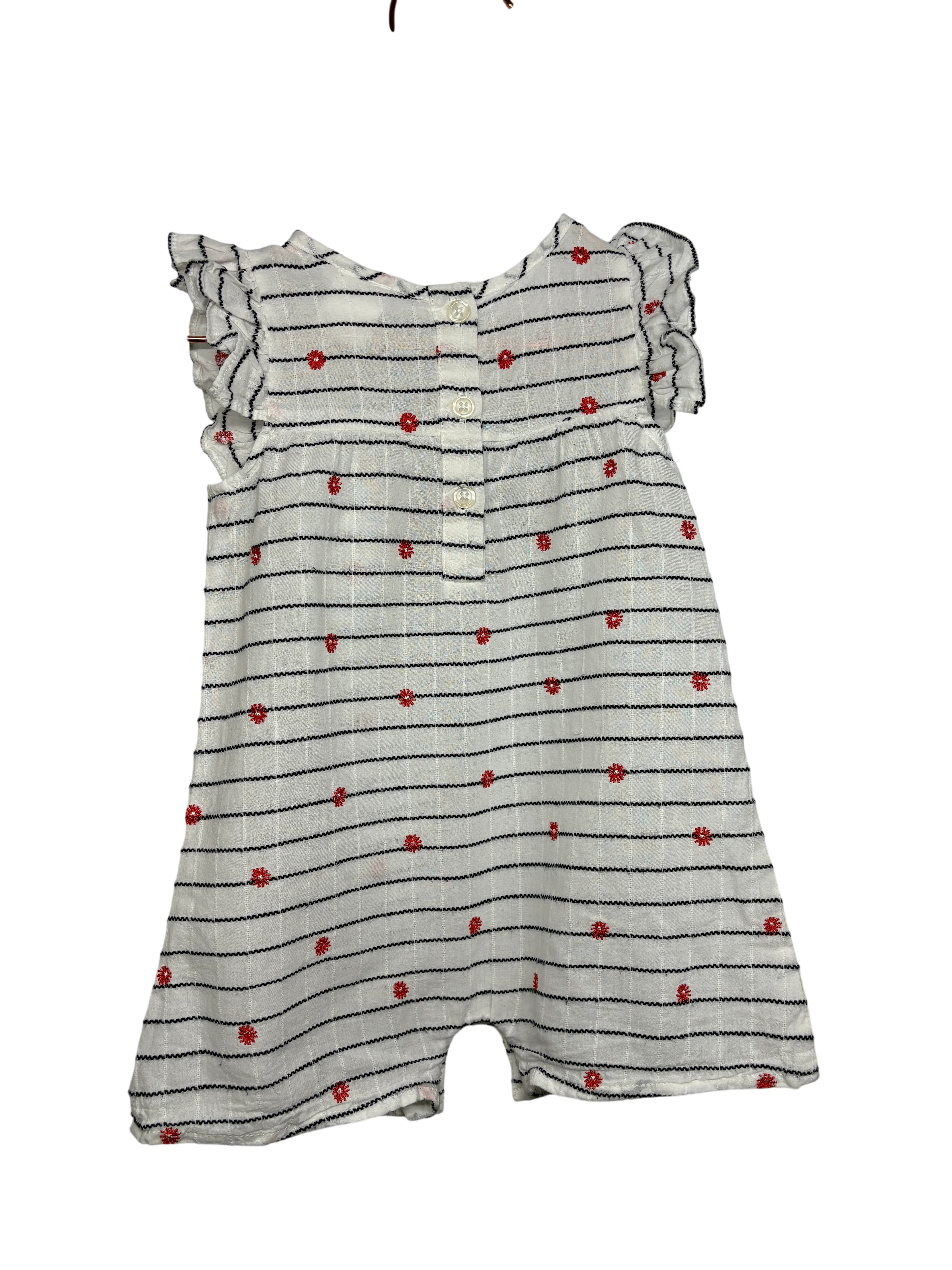 Seed Baby Girl Striped Floral Embroidered Romper White 3-6 Months — photo 1 of 14
