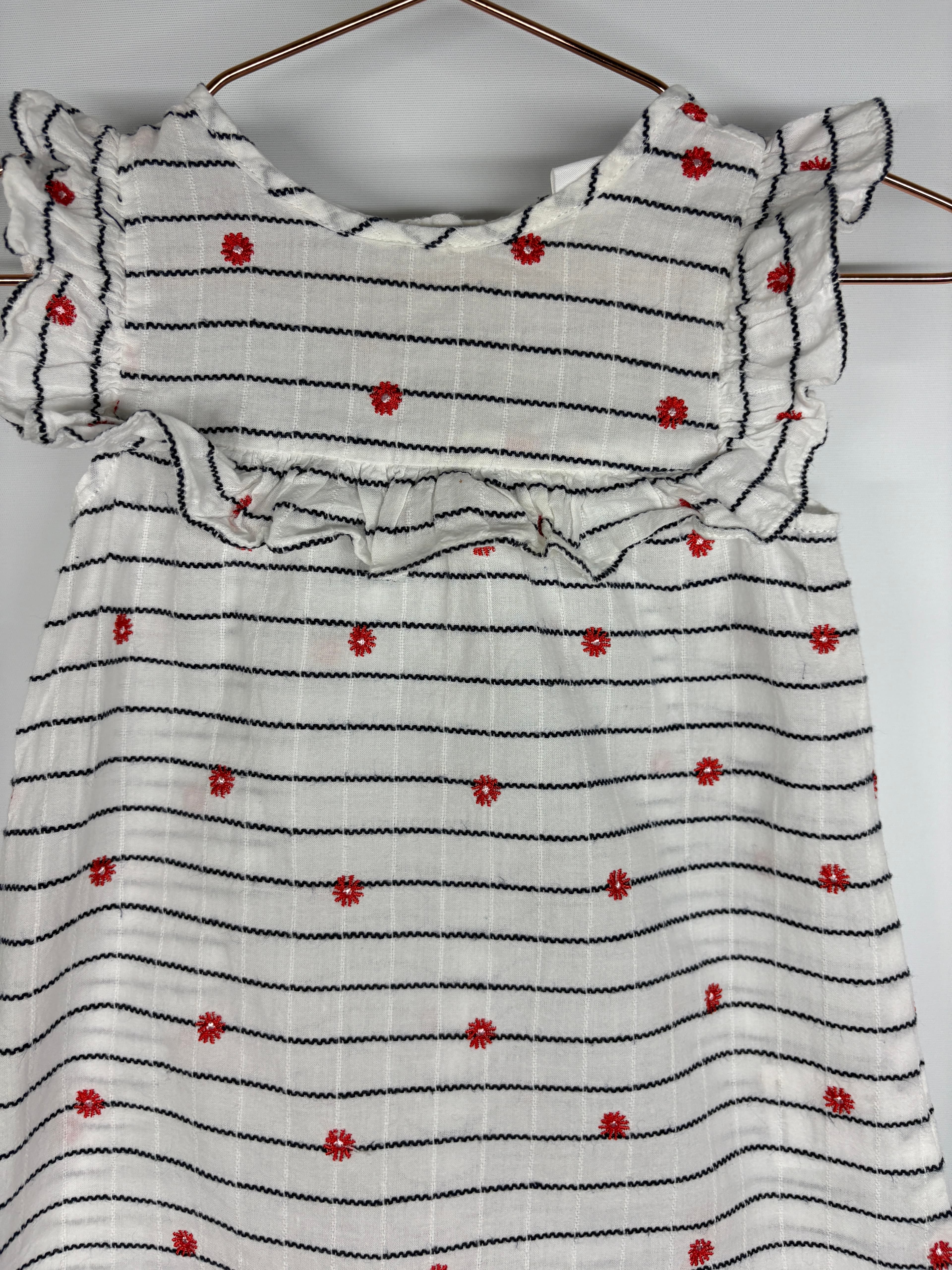 Seed Baby Girl Striped Floral Embroidered Romper White 3-6 Months — photo 3 of 14