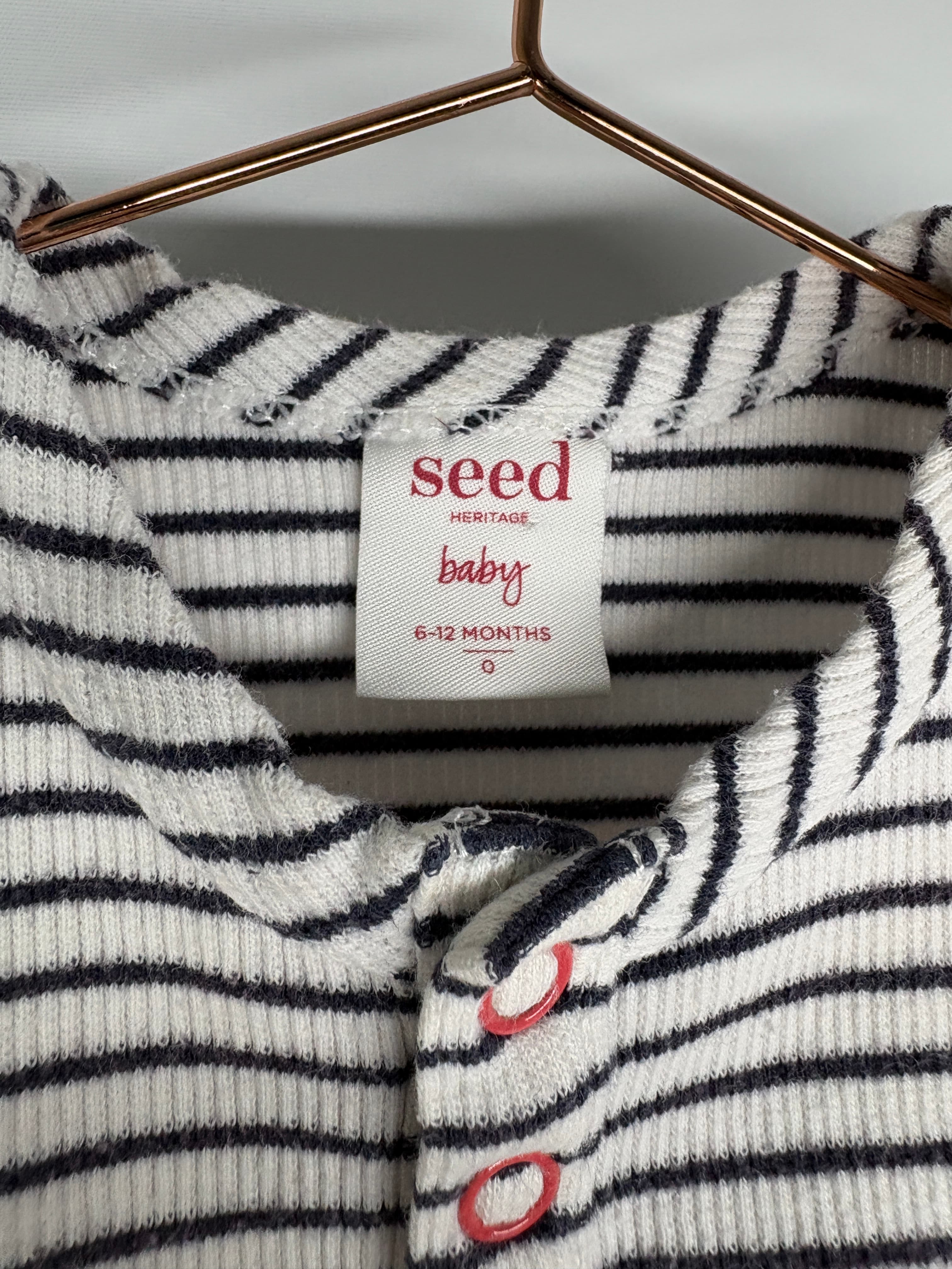 Seed Baby Girl Striped Floral Embroidered Romper White 3-6 Months — photo 5 of 14