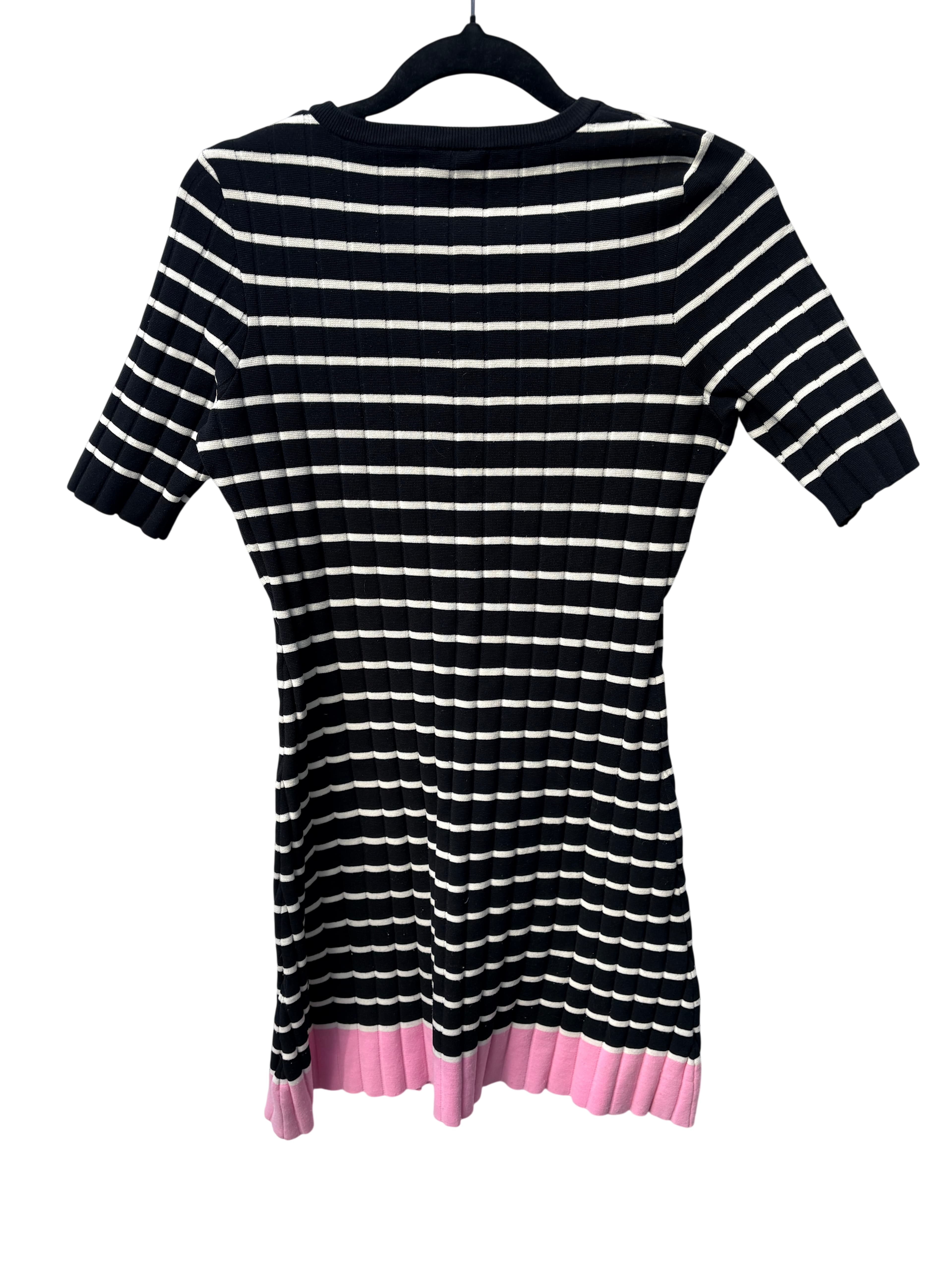 Seed Heritage Ribbed Knit Dress Black White Pink Hem Size 12 — photo 2 of 5