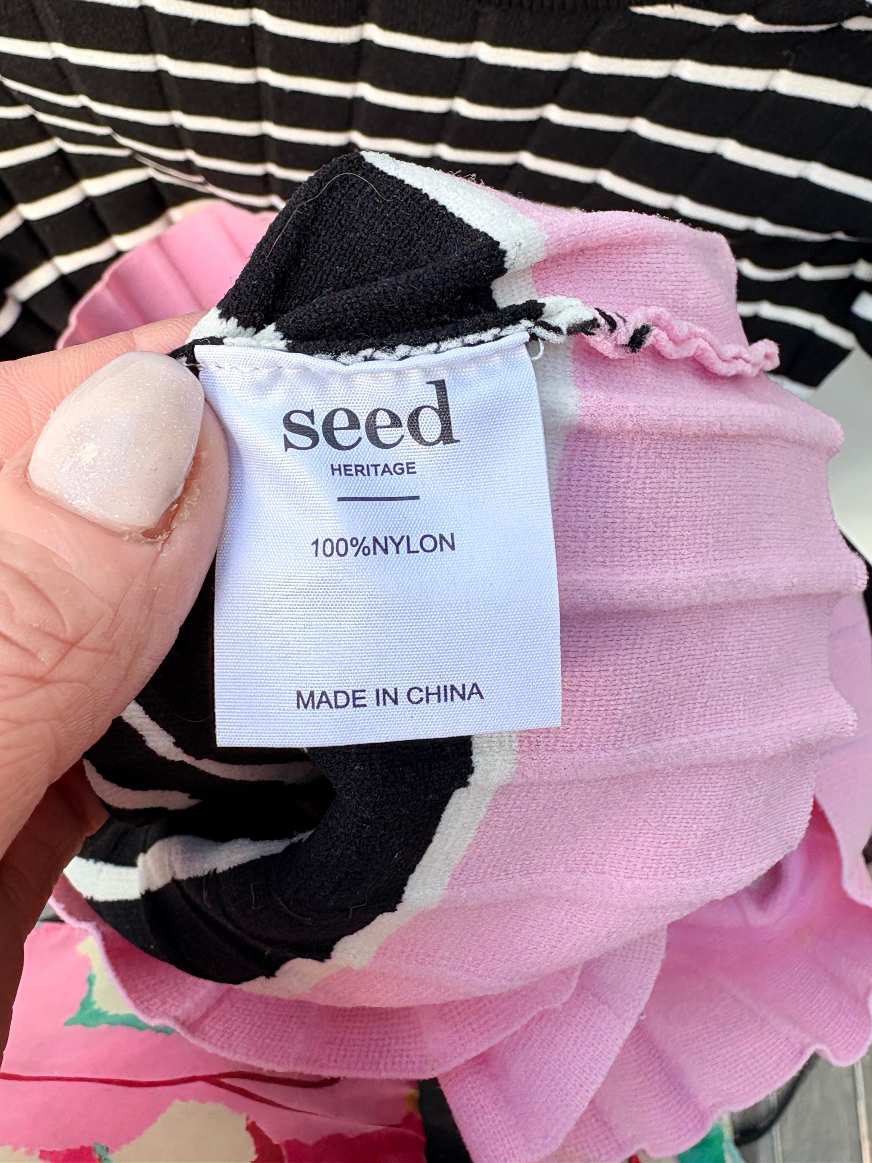 Seed Heritage Ribbed Knit Dress Black White Pink Hem Size 12 — photo 3 of 5