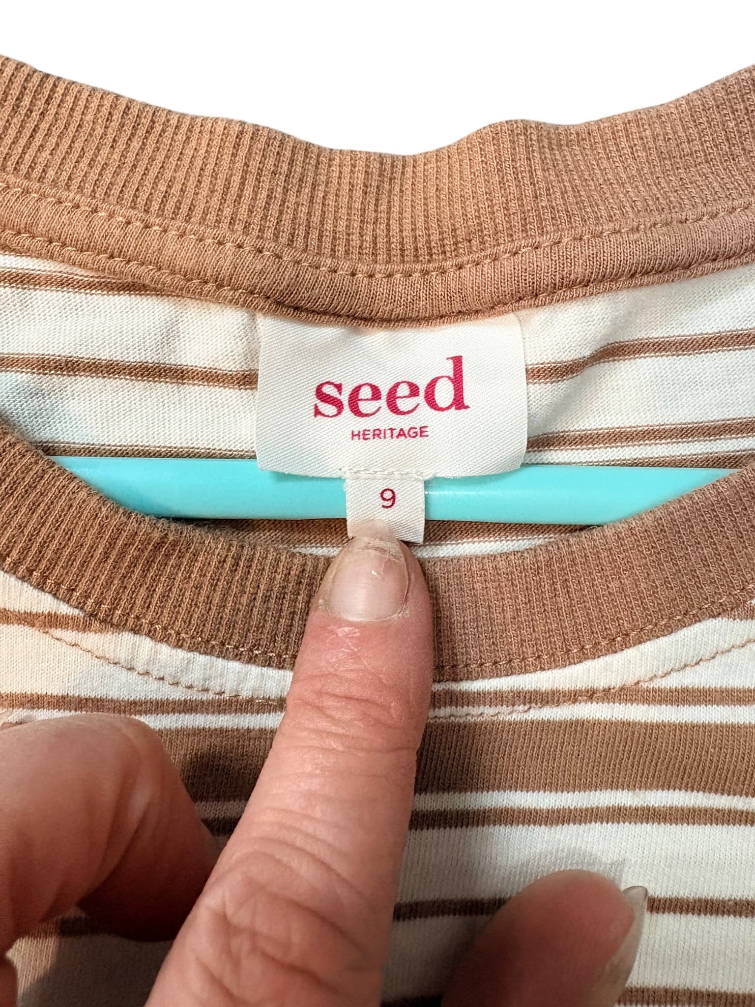 Seed Heritage Striped T-Shirt Logo Brown and White Kids 9 — photo 2 of 2