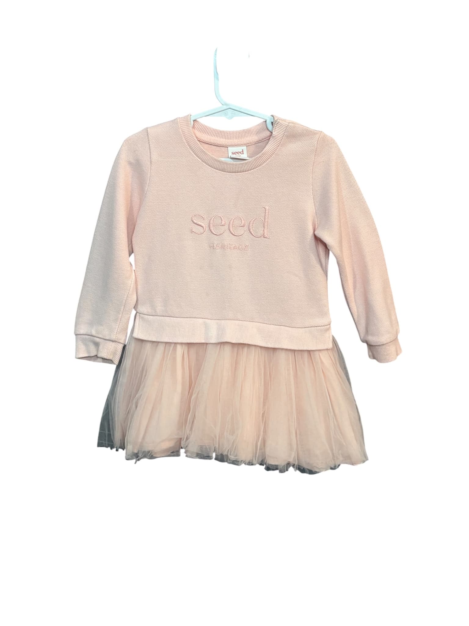 Seed Heritage Sweatshirt Tulle Dress Embroidered Logo Pink Girls 2 — photo 1 of 4