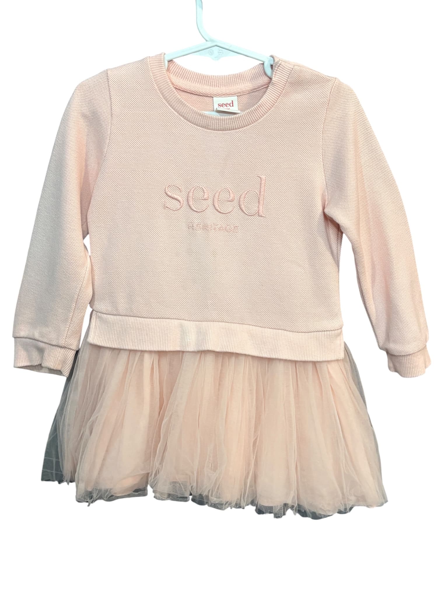 Seed Heritage Sweatshirt Tulle Dress Embroidered Logo Pink Girls 2 — photo 2 of 4