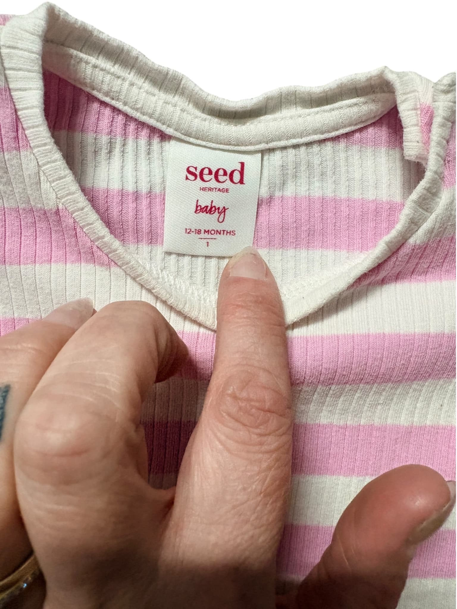 Seed Striped Puff Sleeve T-Shirt Pink Baby 1 — photo 2 of 5