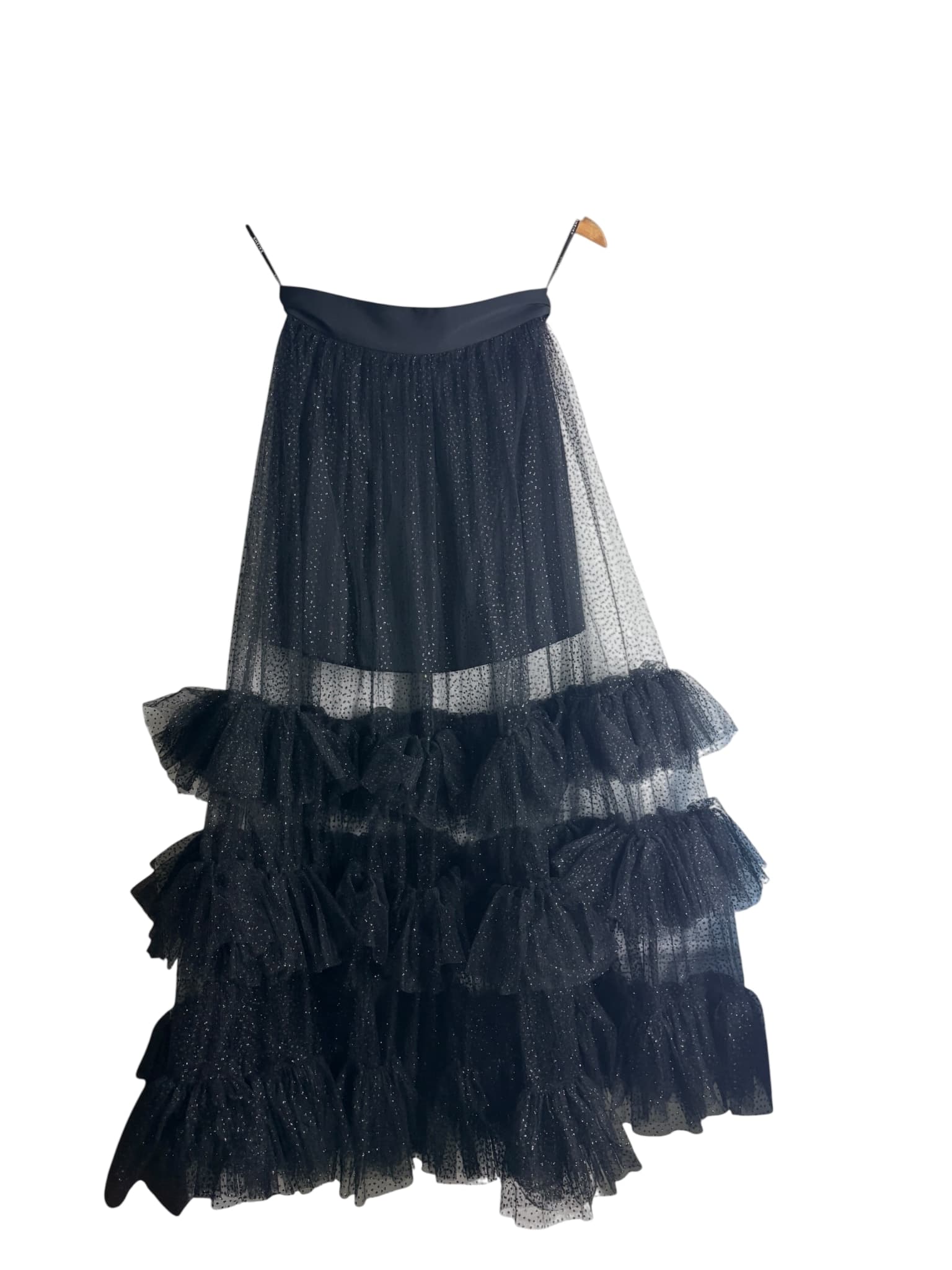 SHEIKE Black Glitter Tulle Tiered Ruffle Maxi Skirt Women's AU 8 — photo 1 of 5
