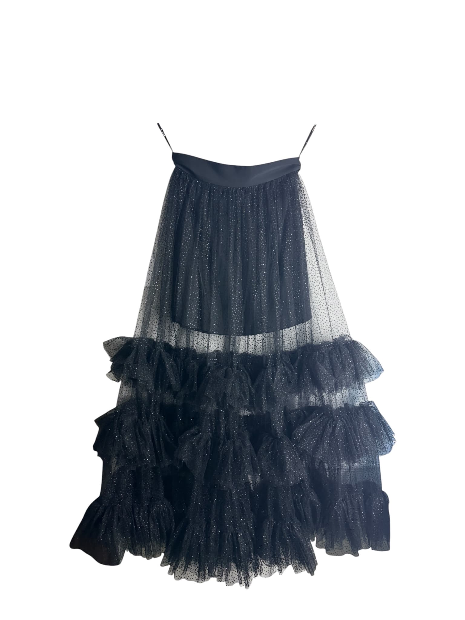 SHEIKE Black Glitter Tulle Tiered Ruffle Maxi Skirt Women's AU 8 — photo 2 of 5