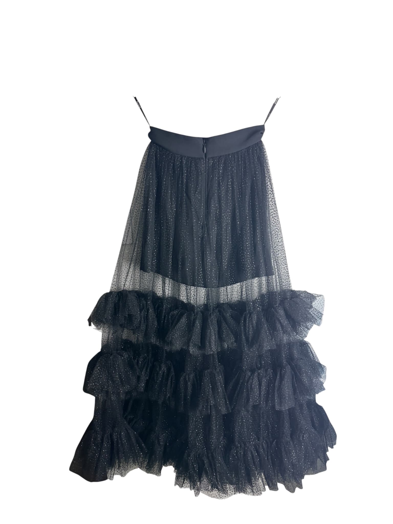 SHEIKE Black Glitter Tulle Tiered Ruffle Maxi Skirt Women's AU 8 — photo 3 of 5