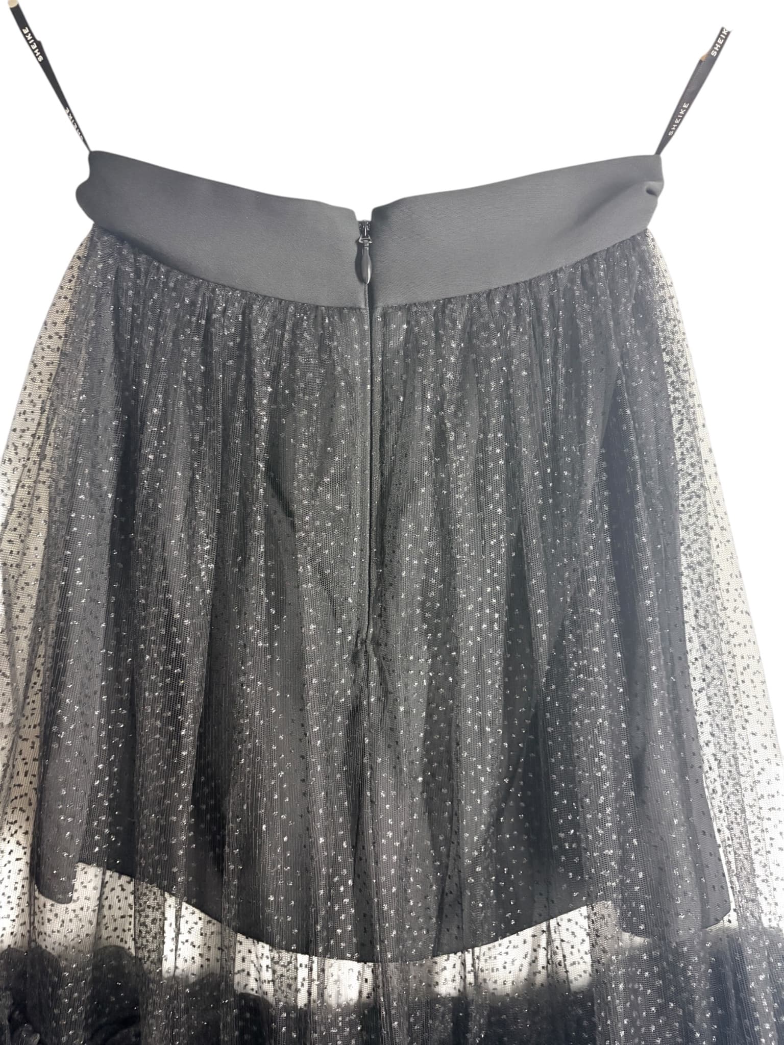 SHEIKE Black Glitter Tulle Tiered Ruffle Maxi Skirt Women's AU 8 — photo 4 of 5