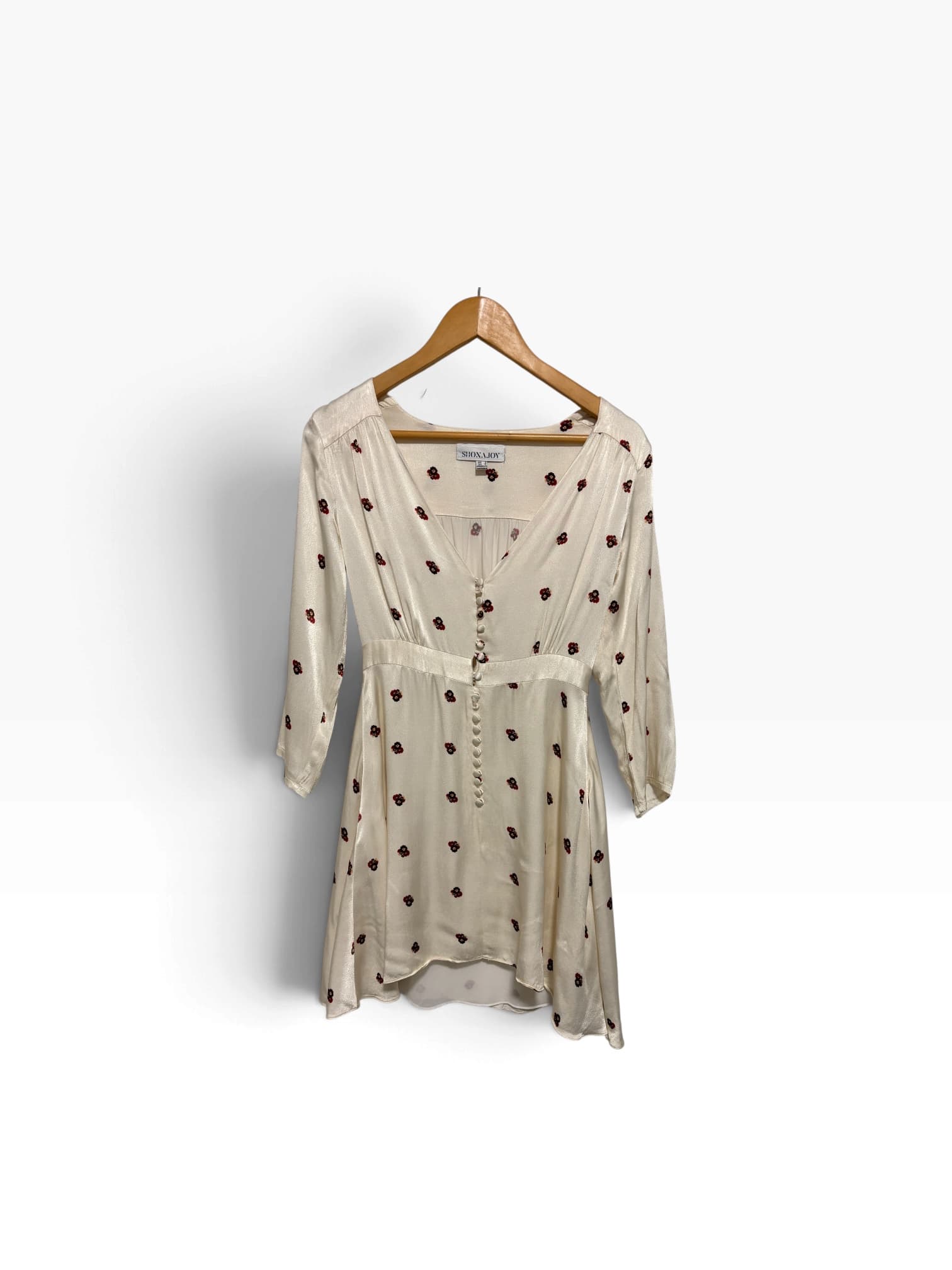 Shona Joy La Lune Button Front Mini Dress Cream Floral Size 8 — photo 2 of 8