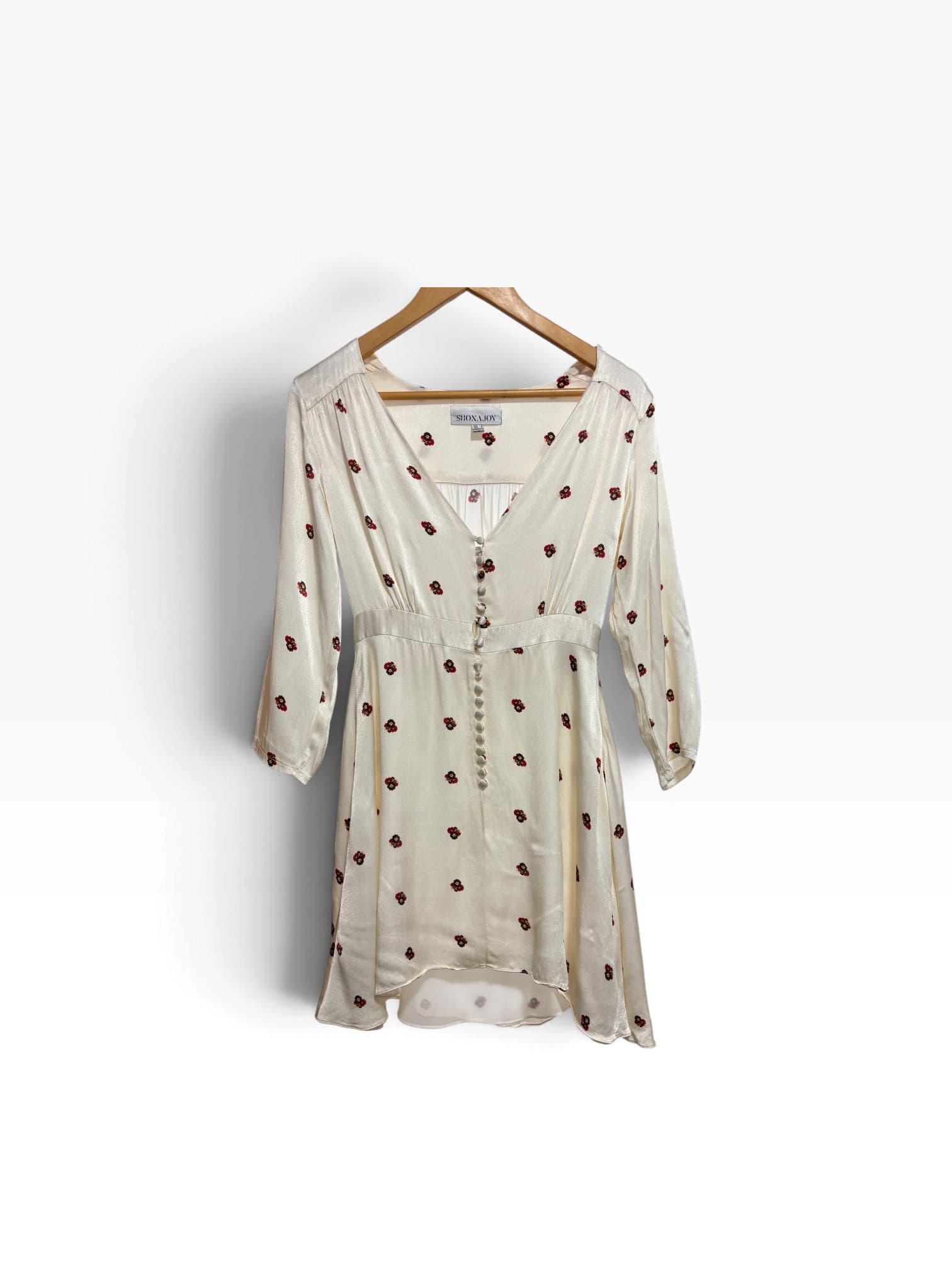 Shona Joy La Lune Button Front Mini Dress Cream Floral Size 8 — photo 1 of 8