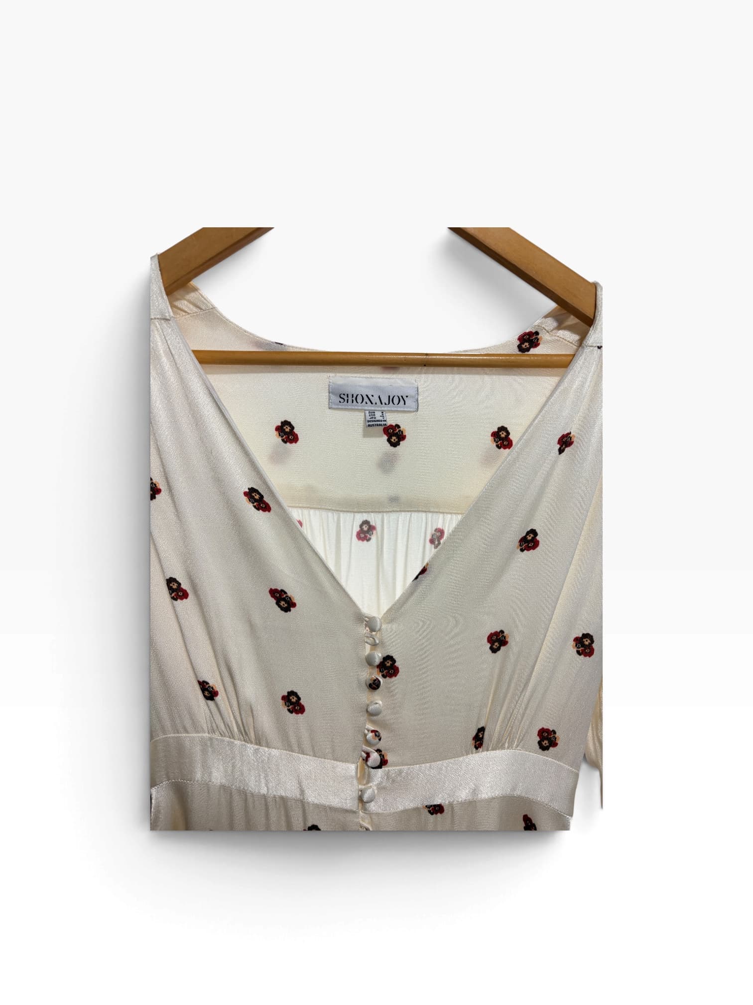 Shona Joy La Lune Button Front Mini Dress Cream Floral Size 8 — photo 3 of 8