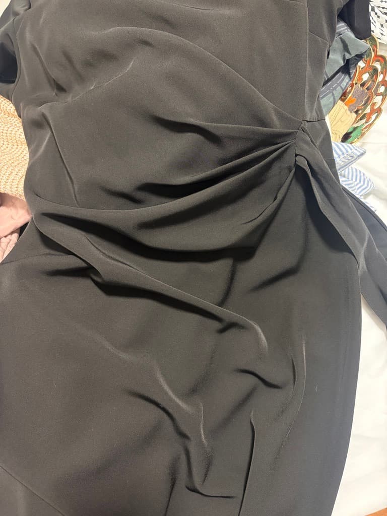 Table Eight Black Asymmetric Neckline Ruched Waist Sheath Dress Size 12 — photo 2 of 8