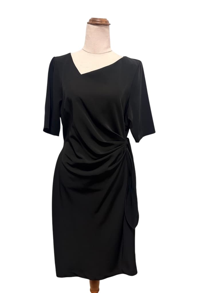 Table Eight Black Asymmetric Neckline Ruched Waist Sheath Dress Size 12 — photo 1 of 8