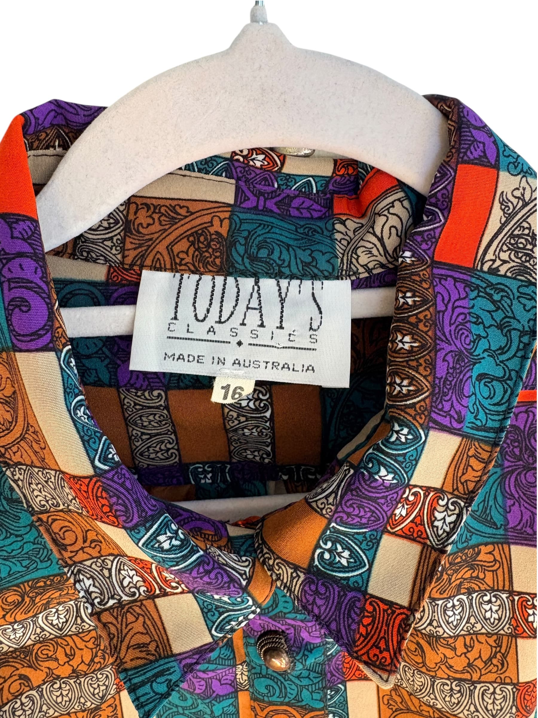 Today's Classics Vintage Geometric Print Blouse Multicolour Size 16 — photo 4 of 7