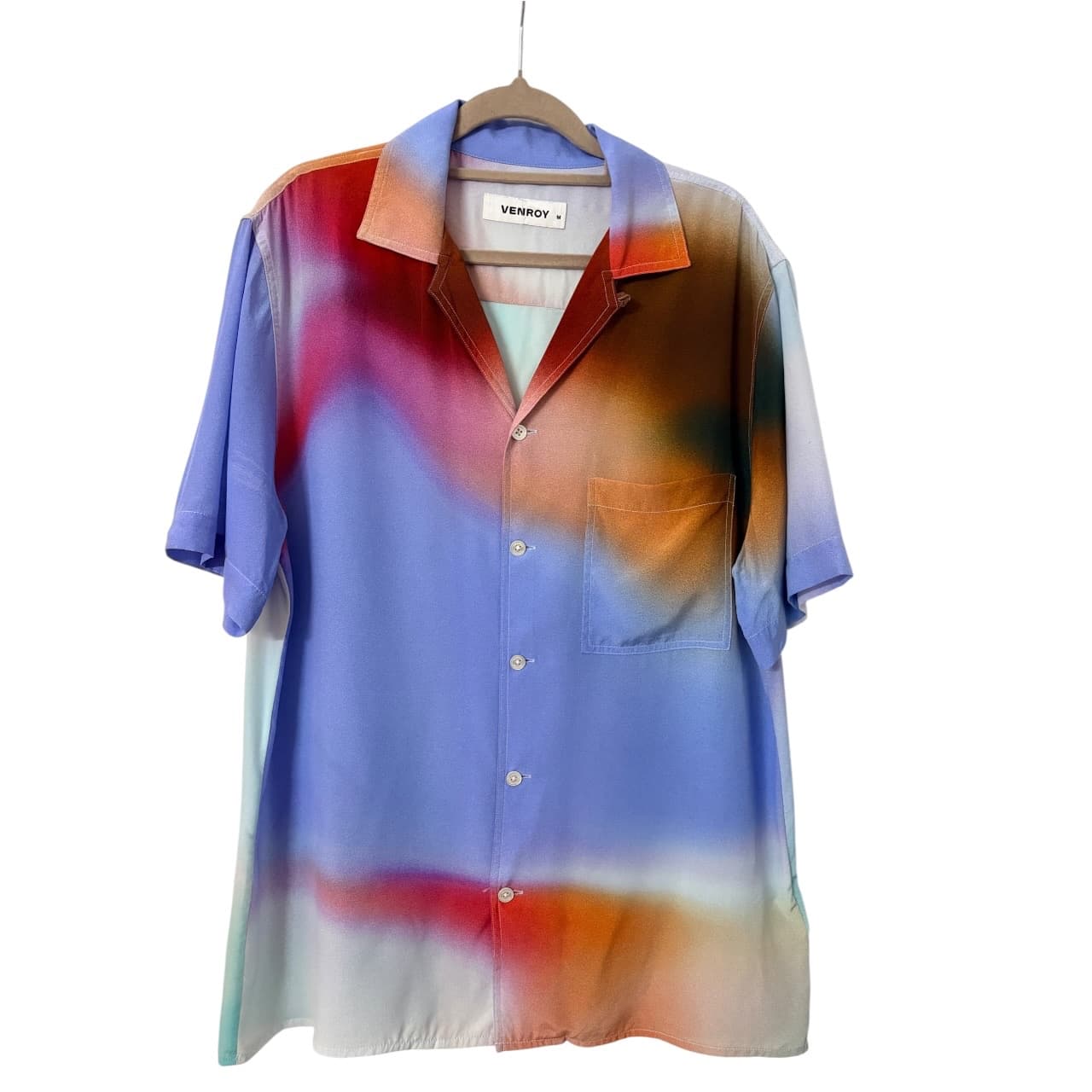 Venroy Printed Camp Collar Shirt 100% Silk Multicolor Size M — photo 2 of 6
