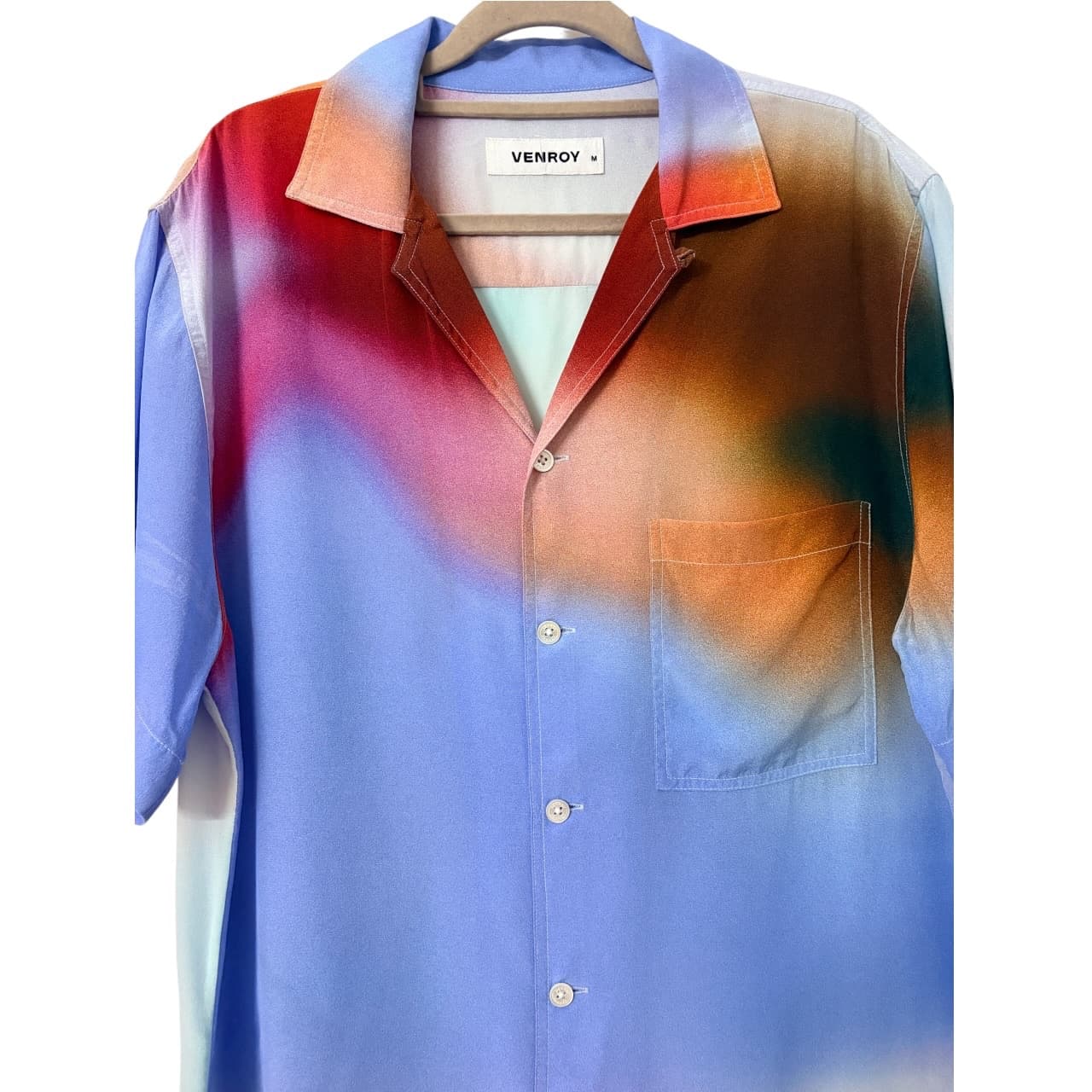 Venroy Printed Camp Collar Shirt 100% Silk Multicolor Size M — photo 4 of 6