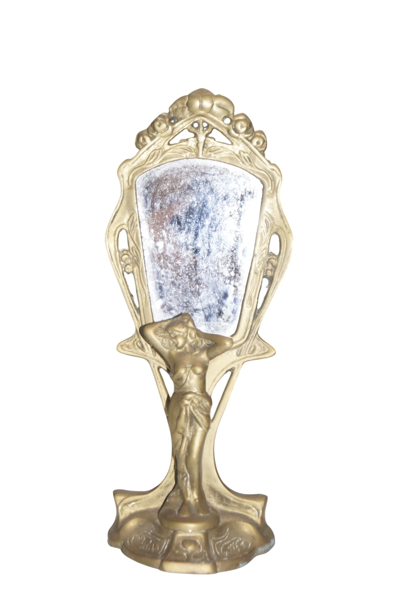 Vintage Art Nouveau Style Brass Figural Vanity Mirror — photo 1 of 4