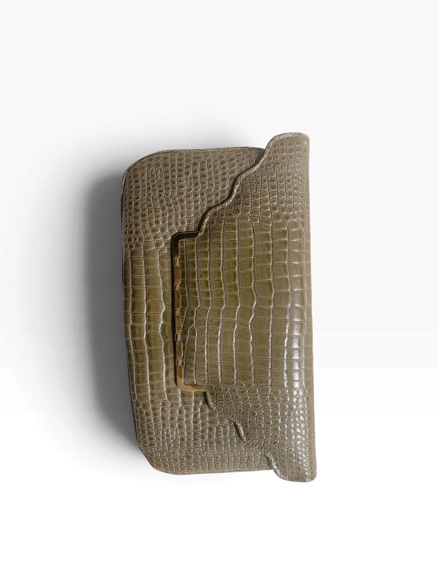 vintageLeather Envelope Clutch Crocodile-Embossed Olive Green — photo 1 of 3