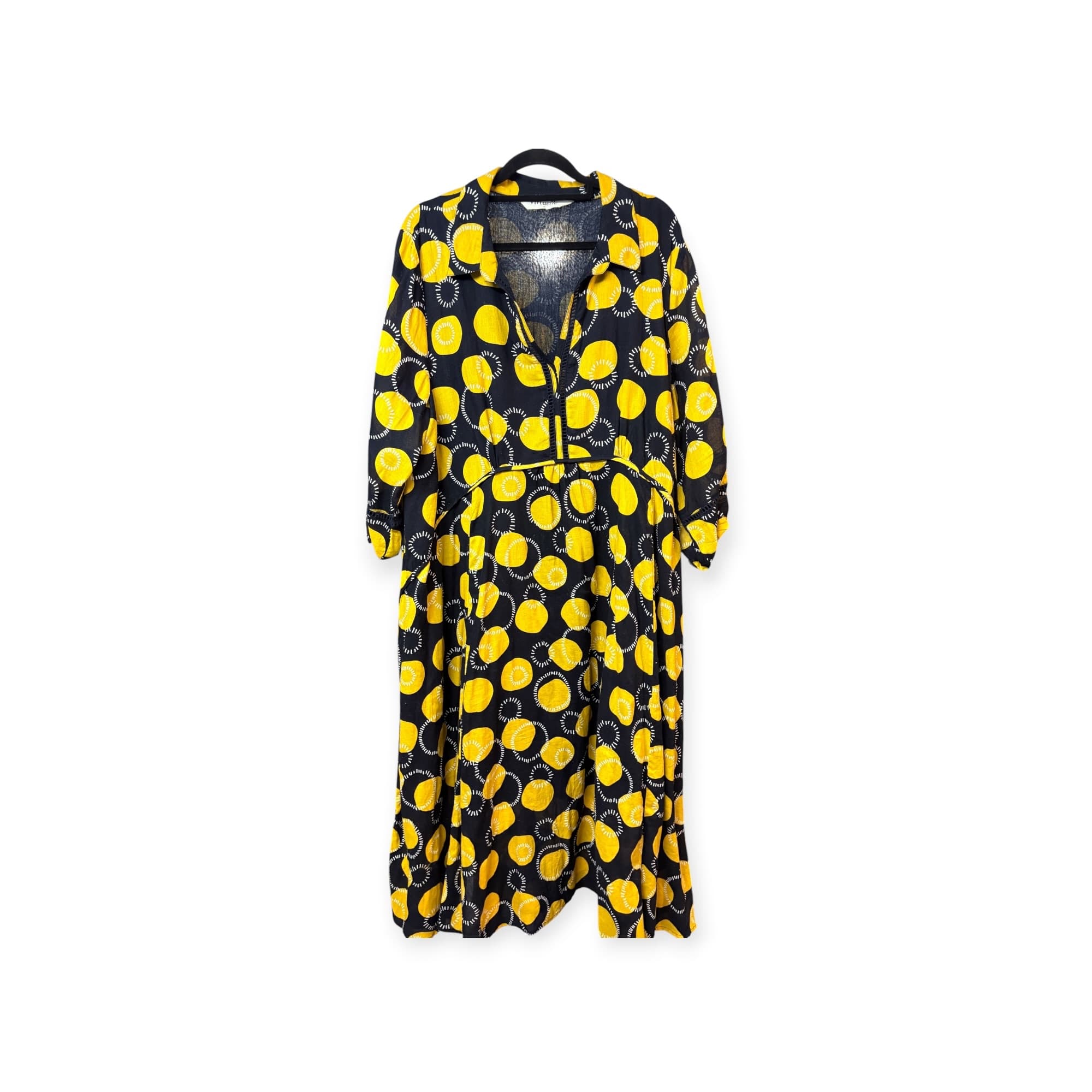 Virtuelle Midi Shirt Dress Polka Dot Black And Yellow Women's 18 — photo 1 of 5