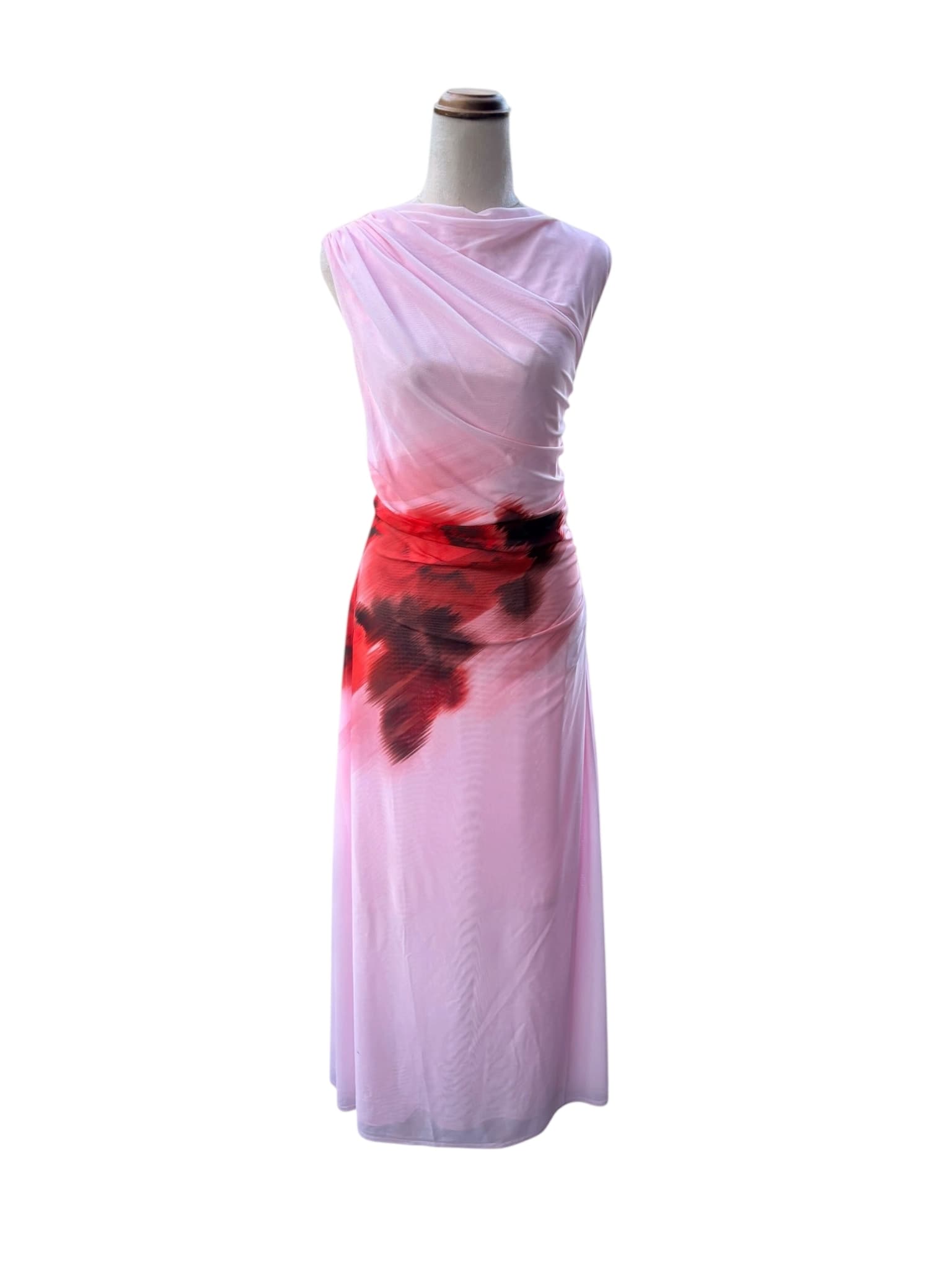 Witchery Mesh Midi Dress Pink Abstract Floral Print Size L — photo 1 of 6