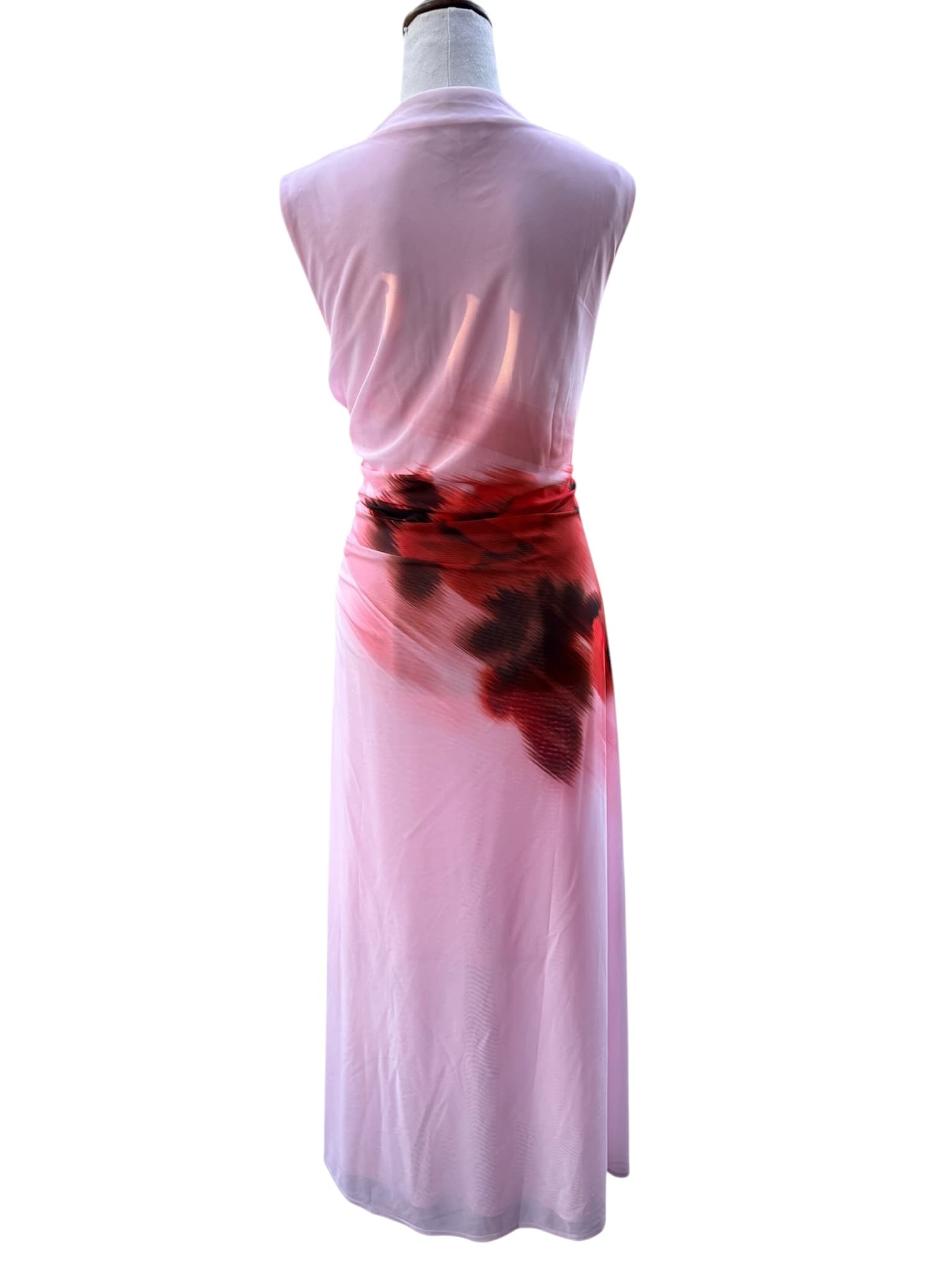 Witchery Mesh Midi Dress Pink Abstract Floral Print Size L — photo 5 of 6