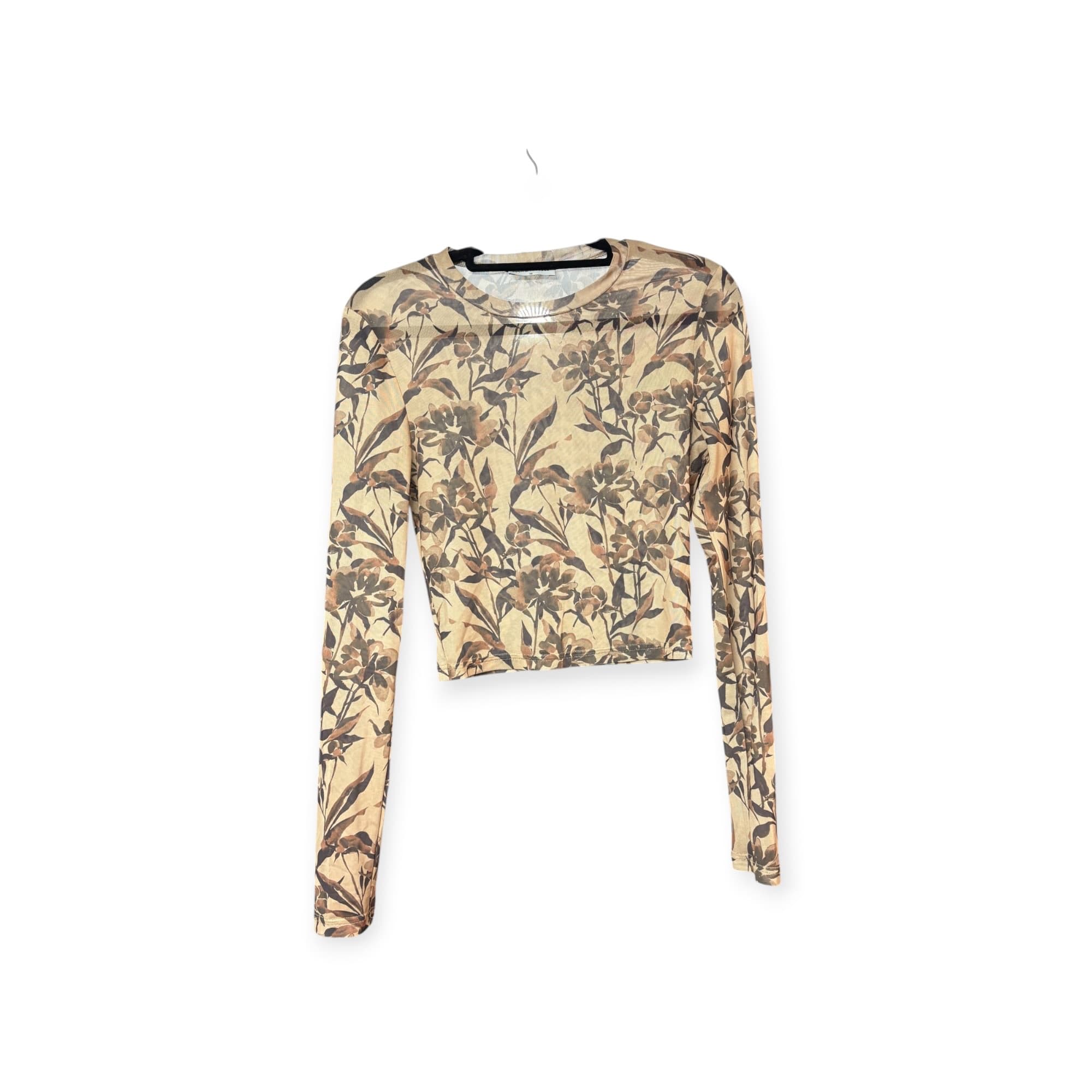 Y2K LUCK & TROUBLE Floral Mesh Long Sleeve Crop Top Beige Women's 10 — photo 5 of 5
