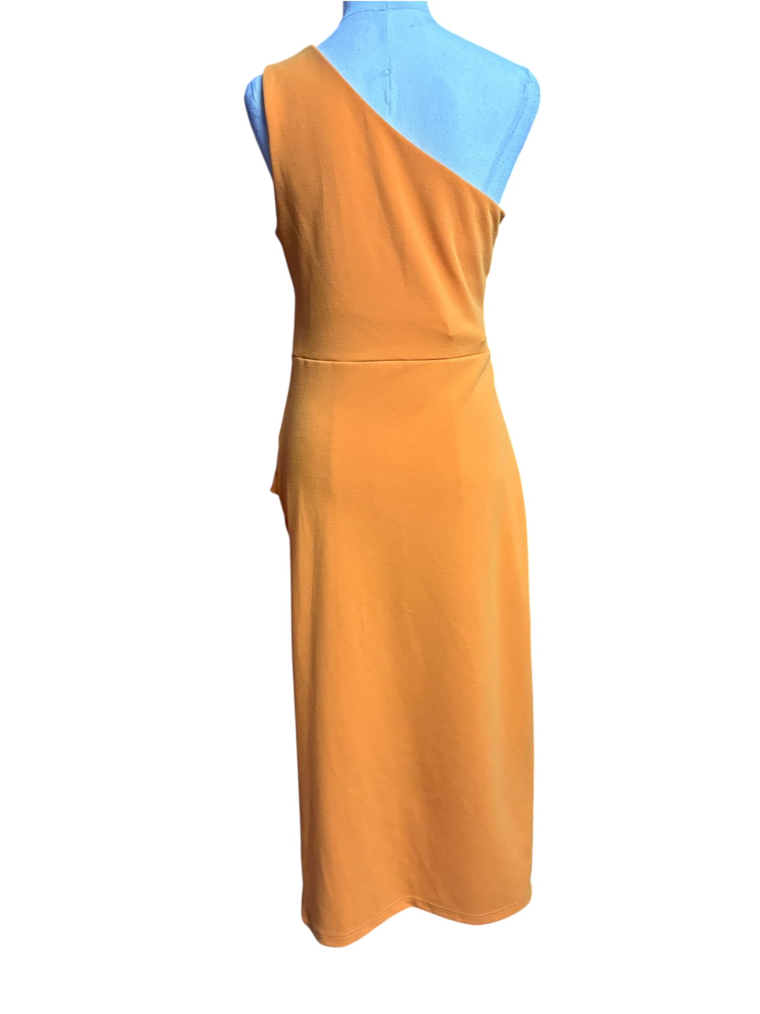 YH & CO One-Shoulder Ruched Midi Dress Orange Size 8 — photo 4 of 4