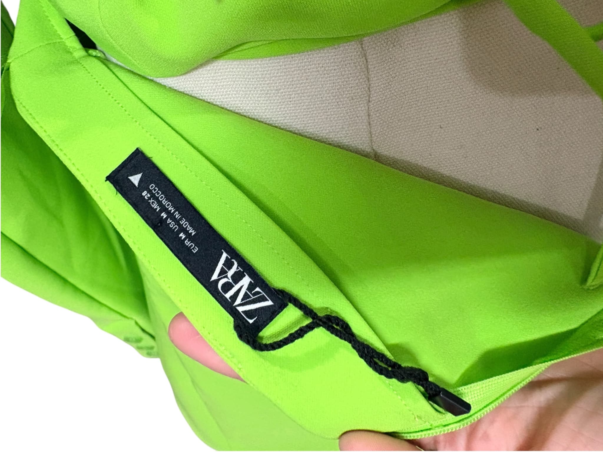 Zara Cropped Blazer And Ruched Skirt Two-Piece Set Neon Green Women's L — photo 9 of 11