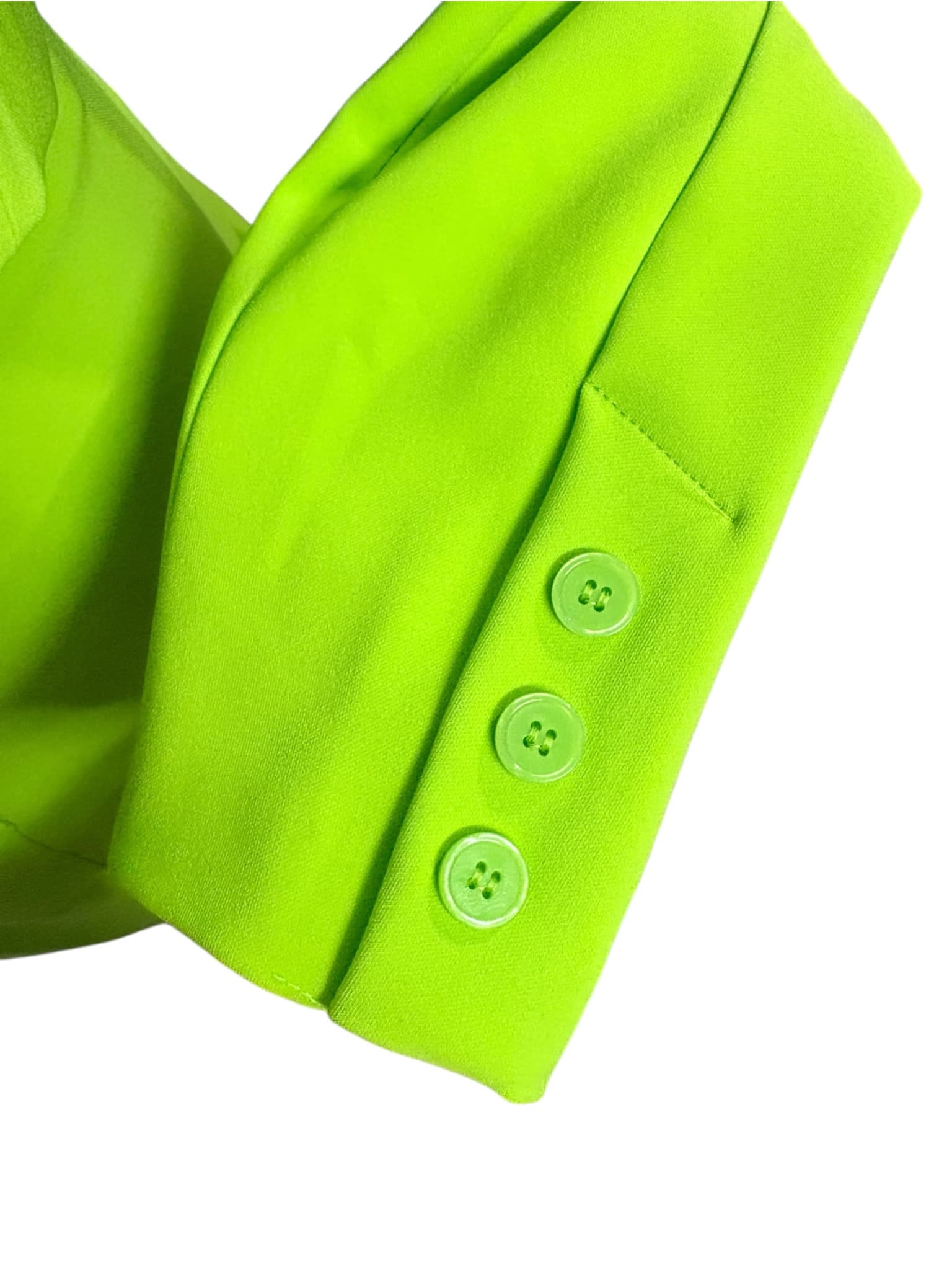 Zara Cropped Blazer And Ruched Skirt Two-Piece Set Neon Green Women's L — photo 7 of 11