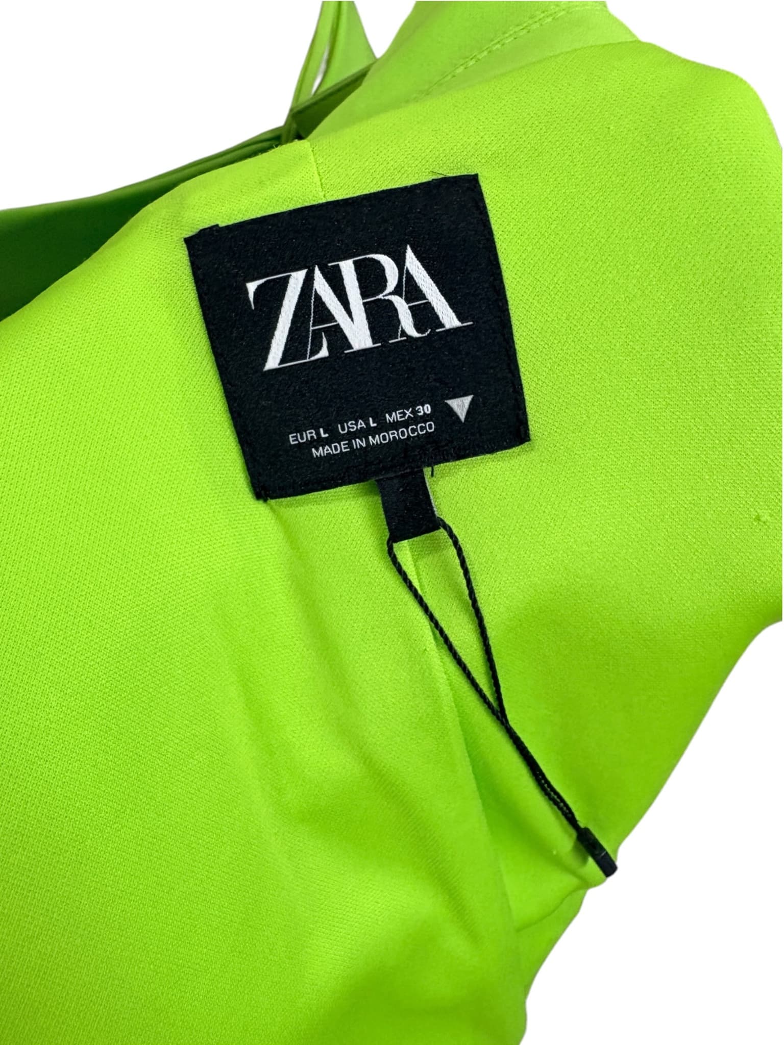 Zara Cropped Blazer And Ruched Skirt Two-Piece Set Neon Green Women's L — photo 8 of 11