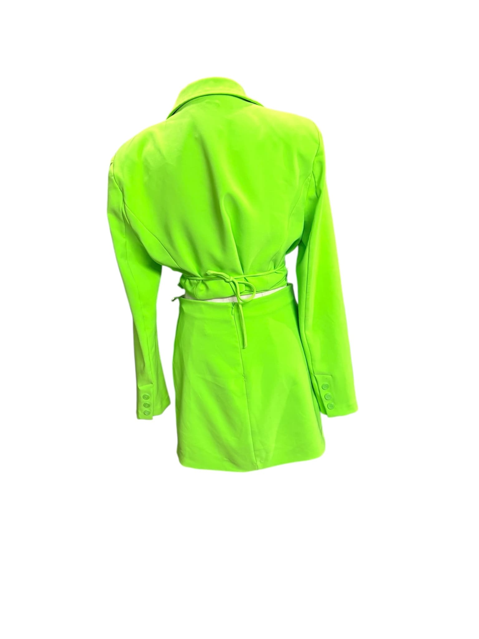 Zara Cropped Blazer And Ruched Skirt Two-Piece Set Neon Green Women's L — photo 11 of 11