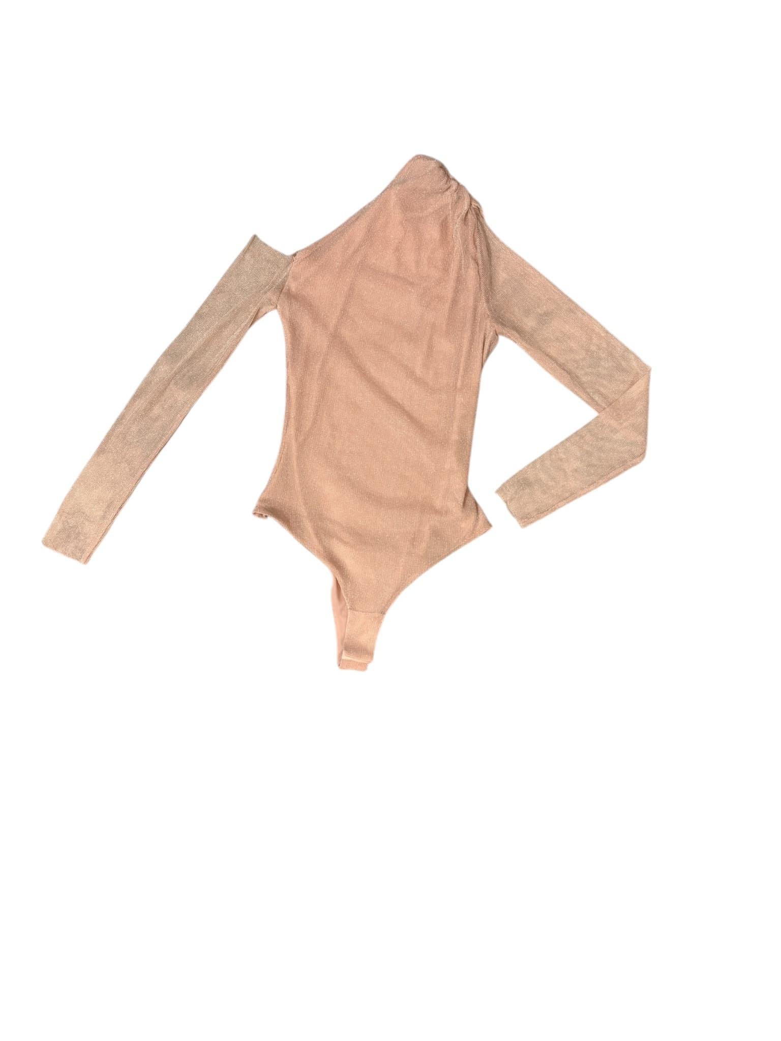 Zara One-Shoulder Bodysuit Metallic Shimmer PINK Women's XS — photo 1 of 8