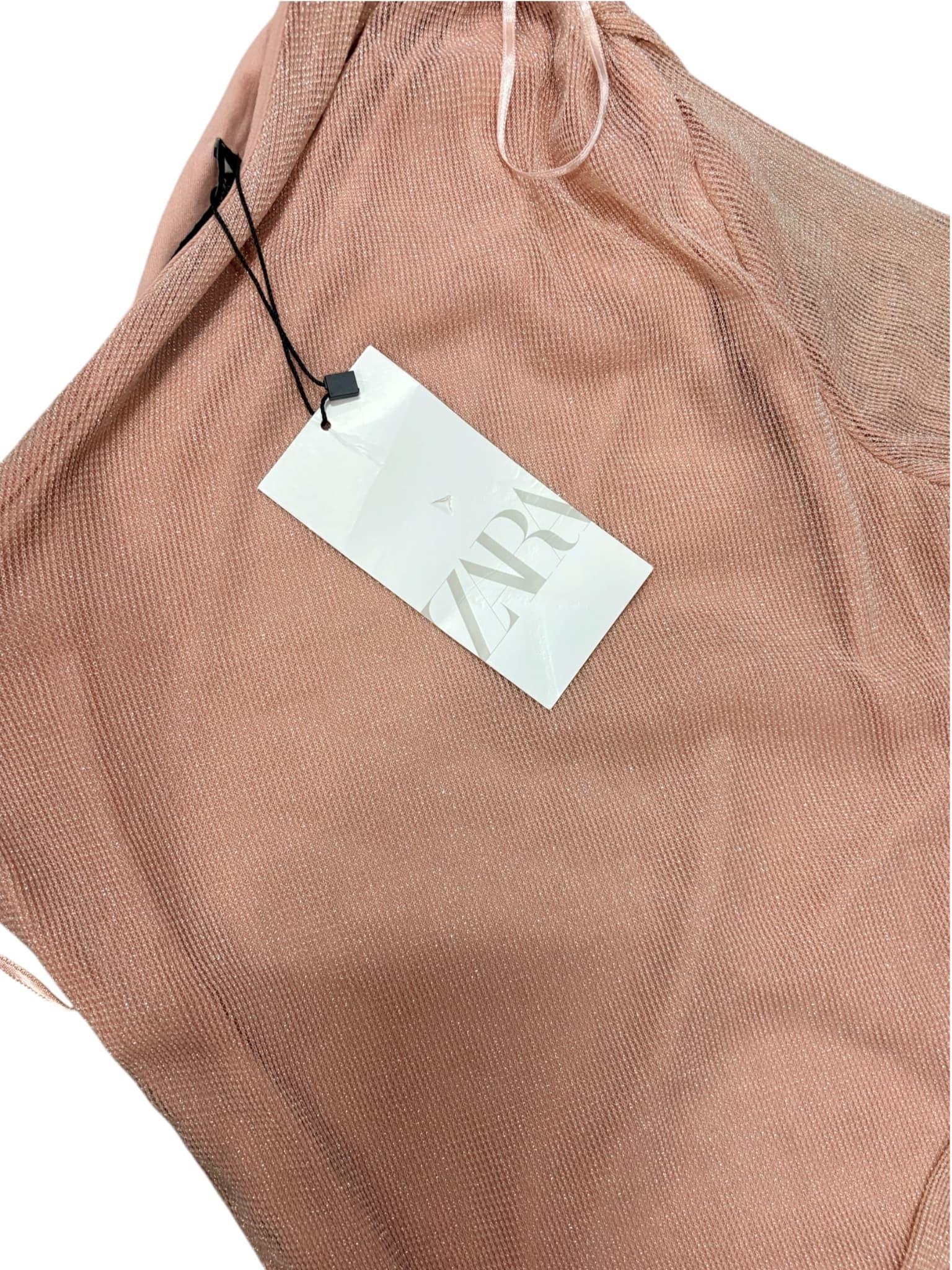Zara One-Shoulder Bodysuit Metallic Shimmer PINK Women's XS — photo 6 of 8
