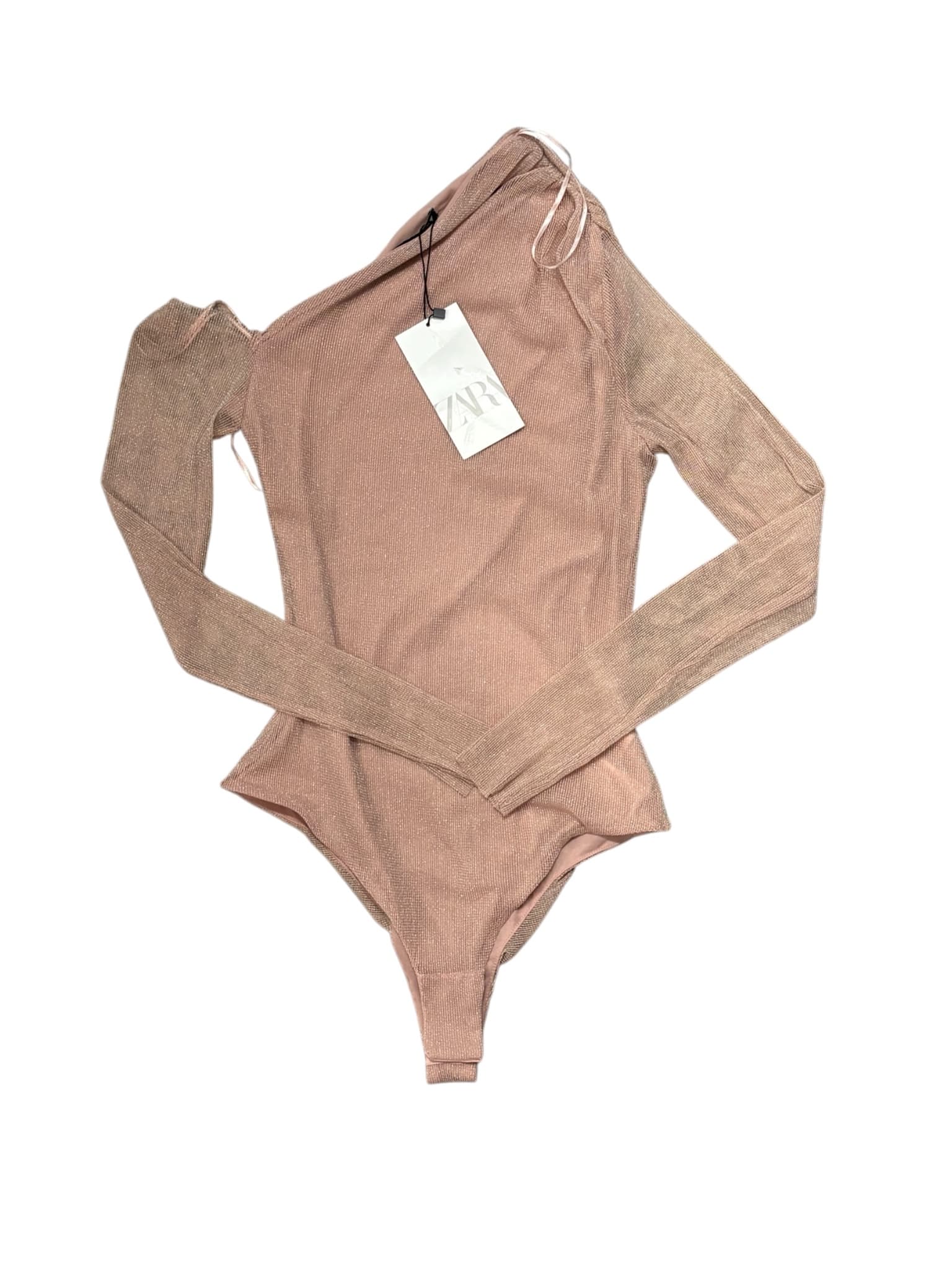 Zara One-Shoulder Bodysuit Metallic Shimmer PINK Women's XS — photo 4 of 8
