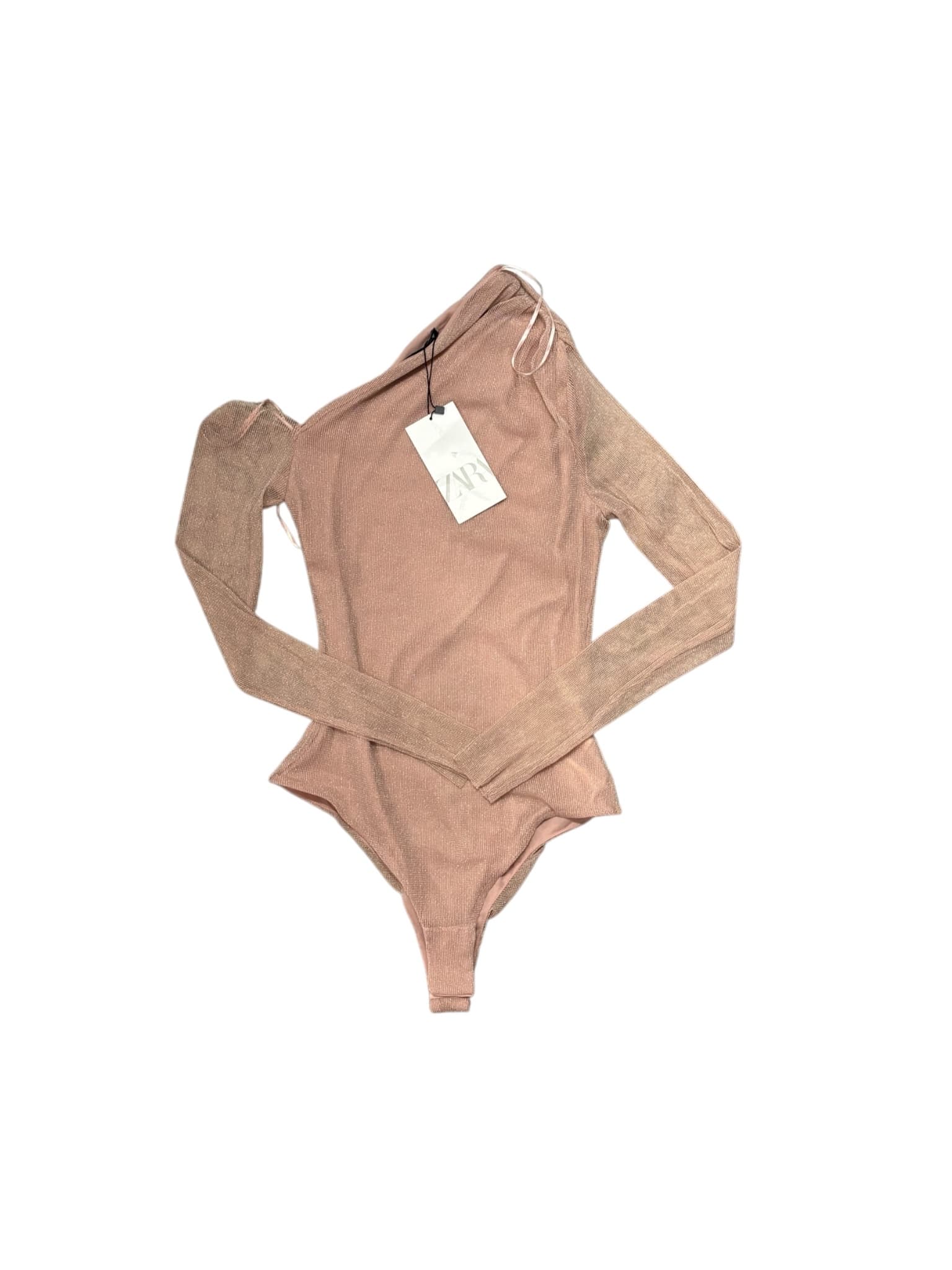Zara One-Shoulder Bodysuit Metallic Shimmer PINK Women's XS — photo 5 of 8