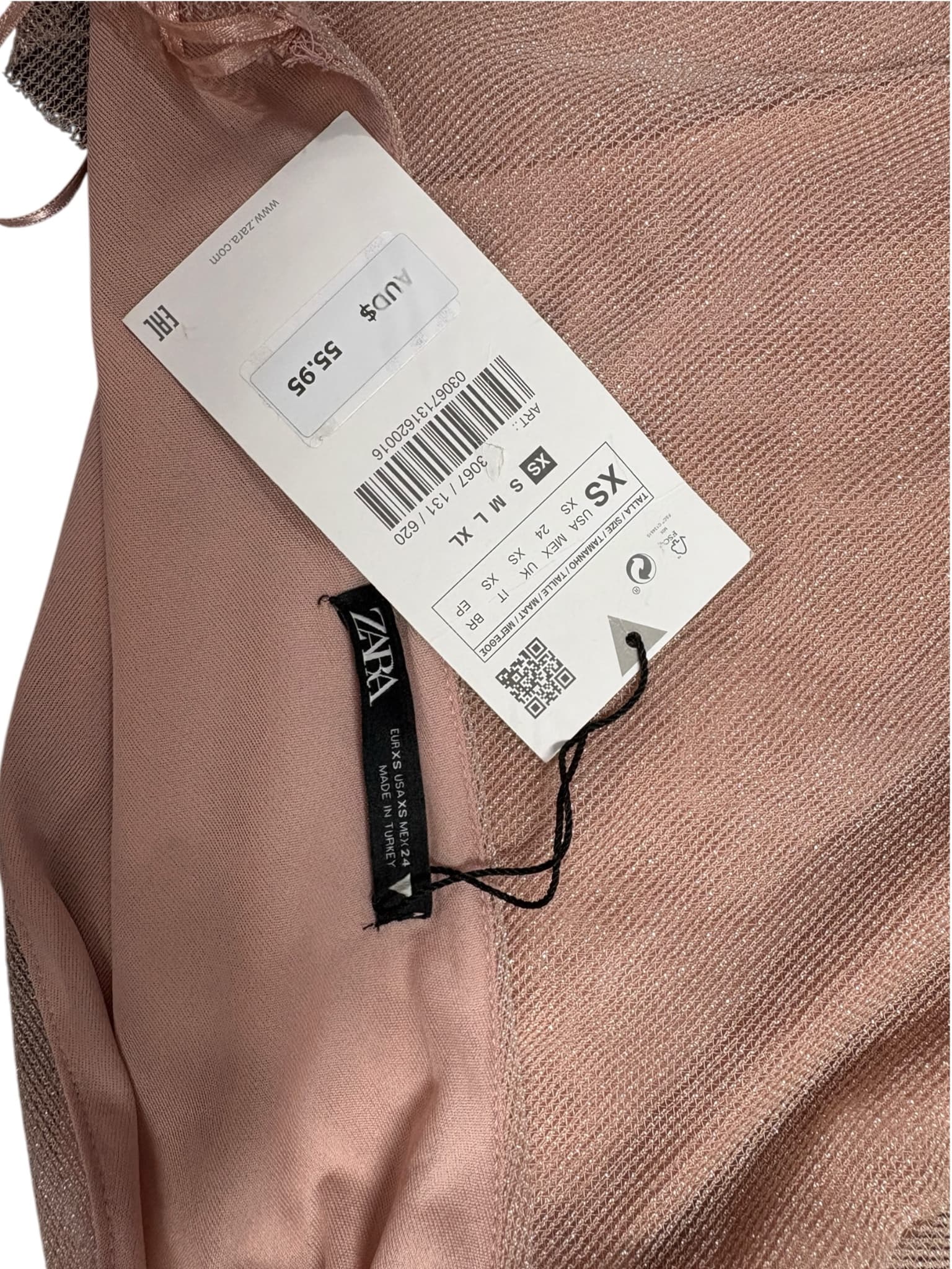 Zara One-Shoulder Bodysuit Metallic Shimmer PINK Women's XS — photo 8 of 8
