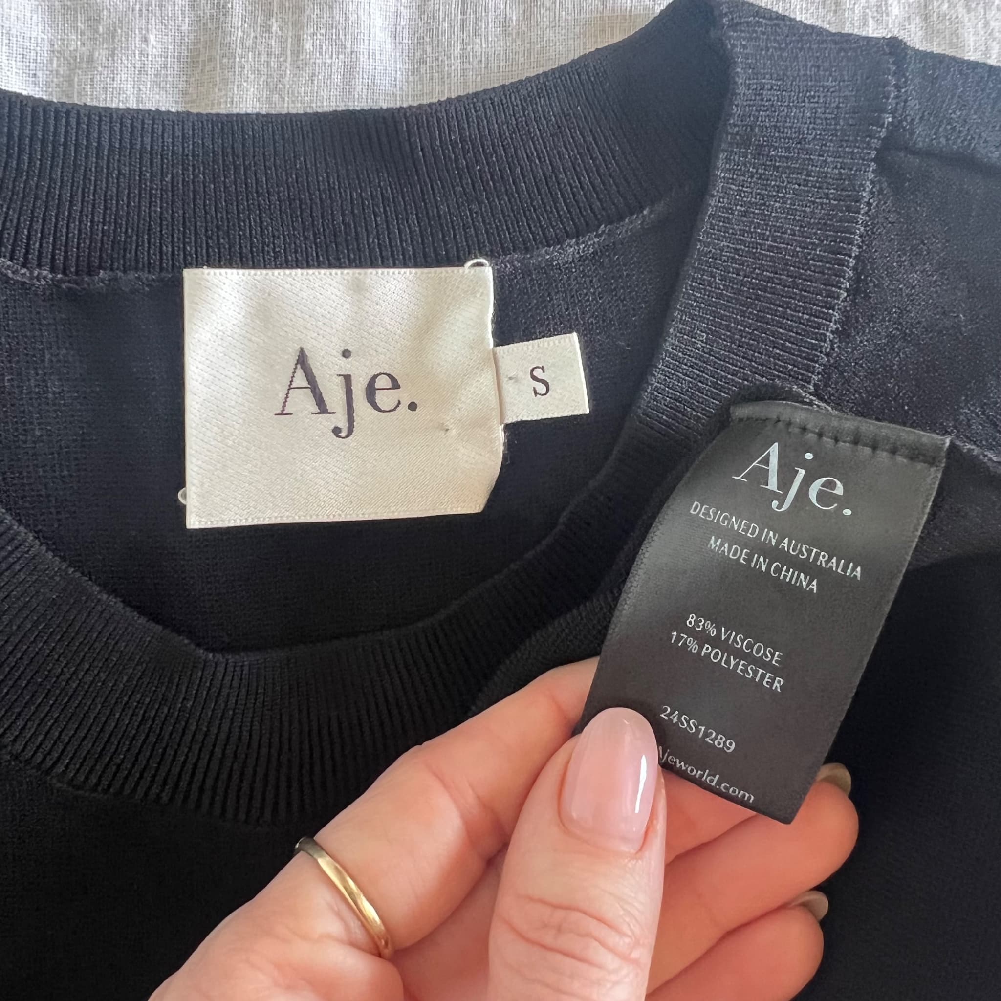 Aje Prophecy Knit Logo Baby Tee in Black (Size S) — photo 4 of 10