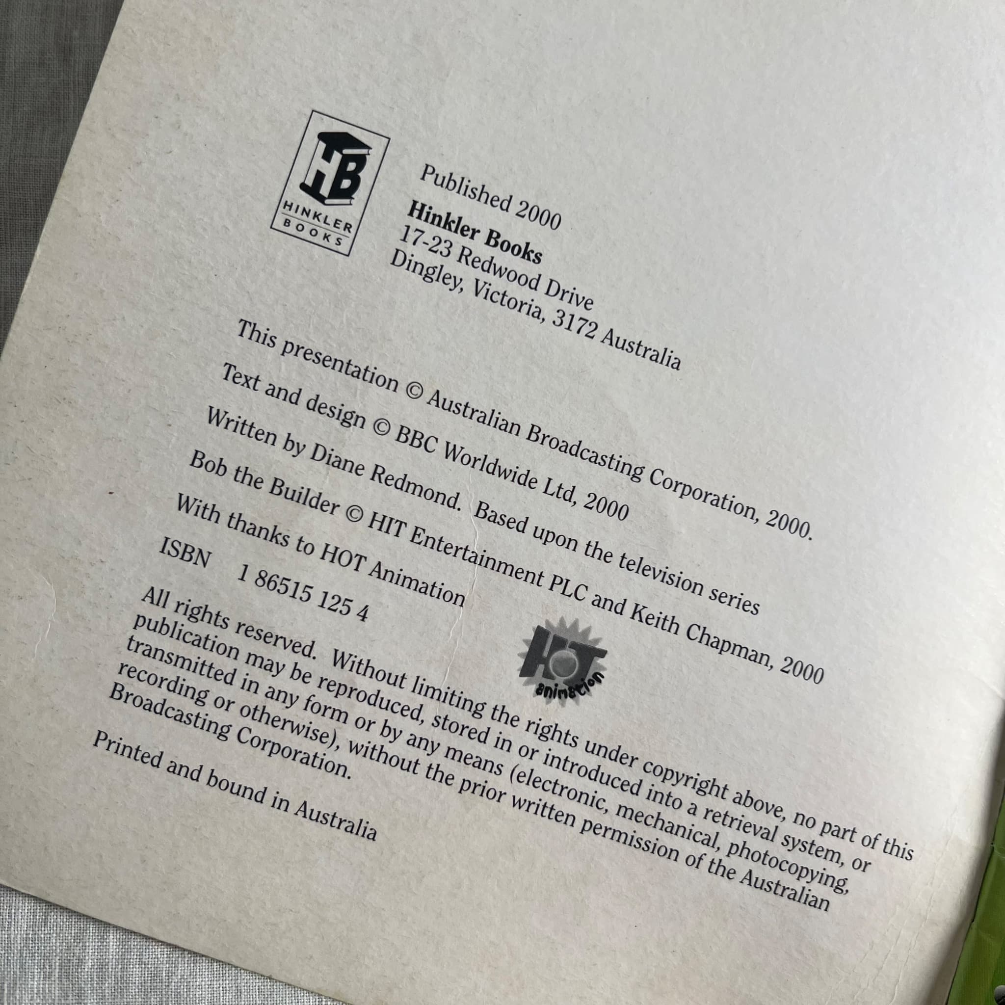 Bob The Builder Bob's Birthday Book (2000 ABC Hinkler Books) — photo 2 of 5