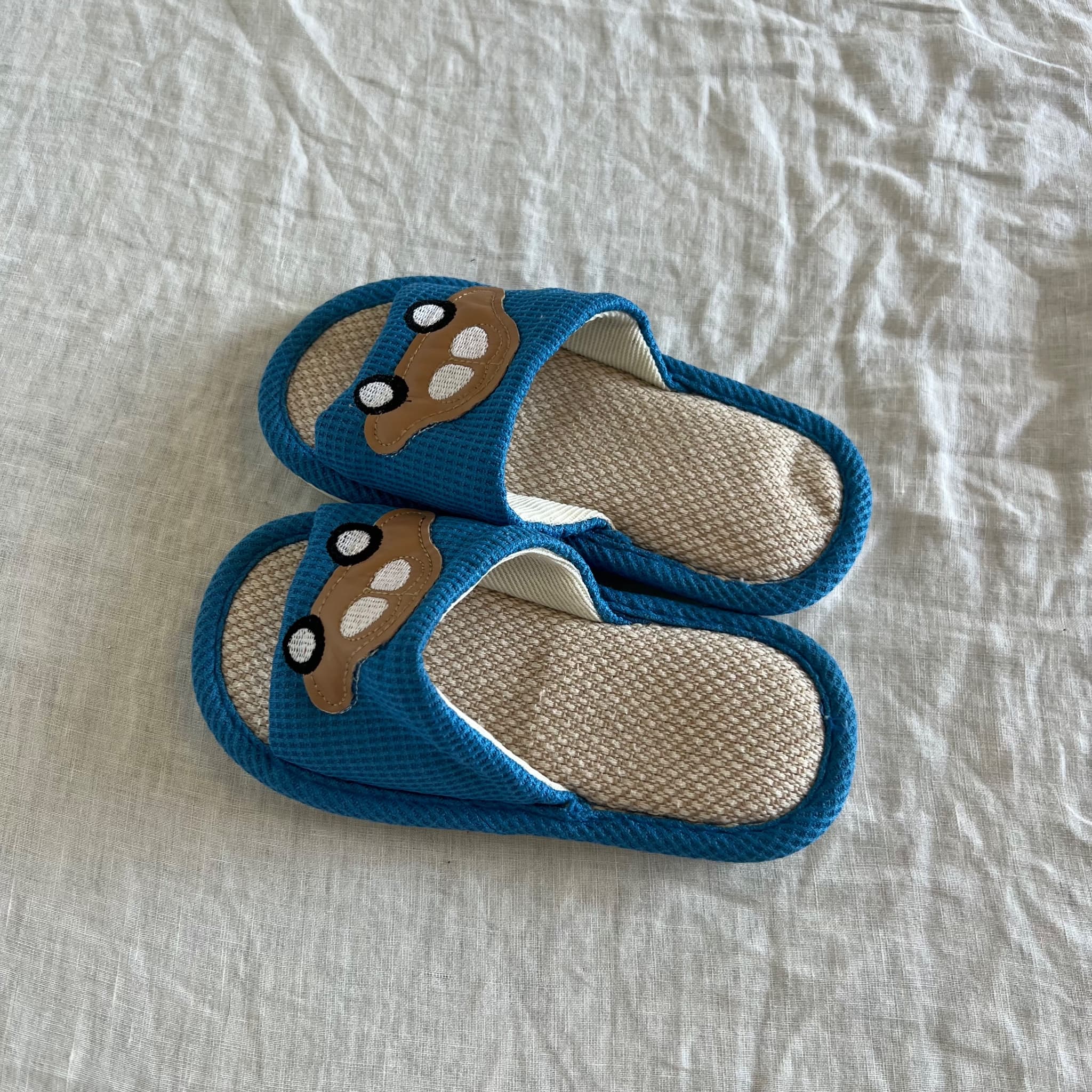 Children's Blue Car Pattern Linen House Slippers - Size 28-29 — photo 2 of 6