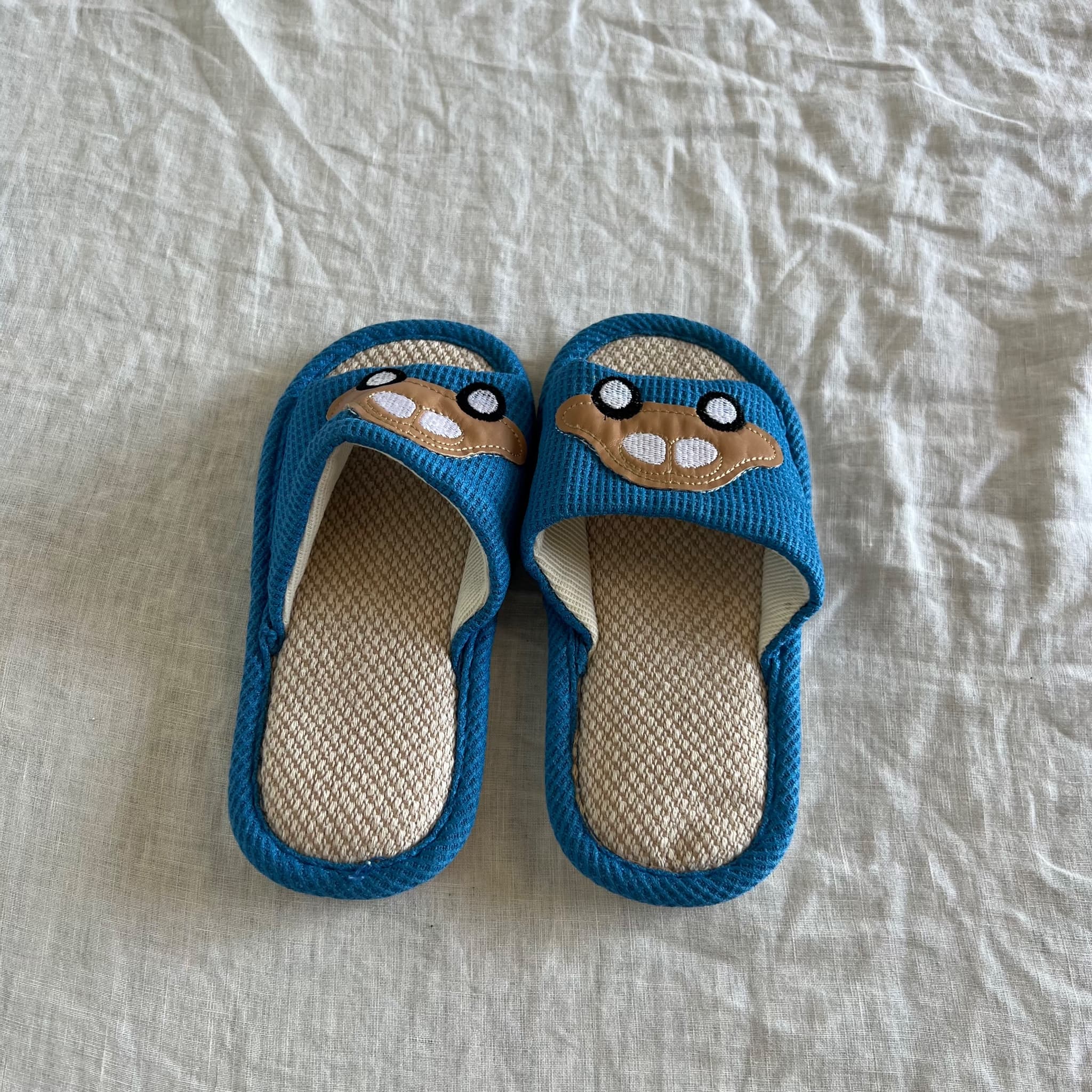 Children's Blue Car Pattern Linen House Slippers - Size 28-29 — photo 3 of 6