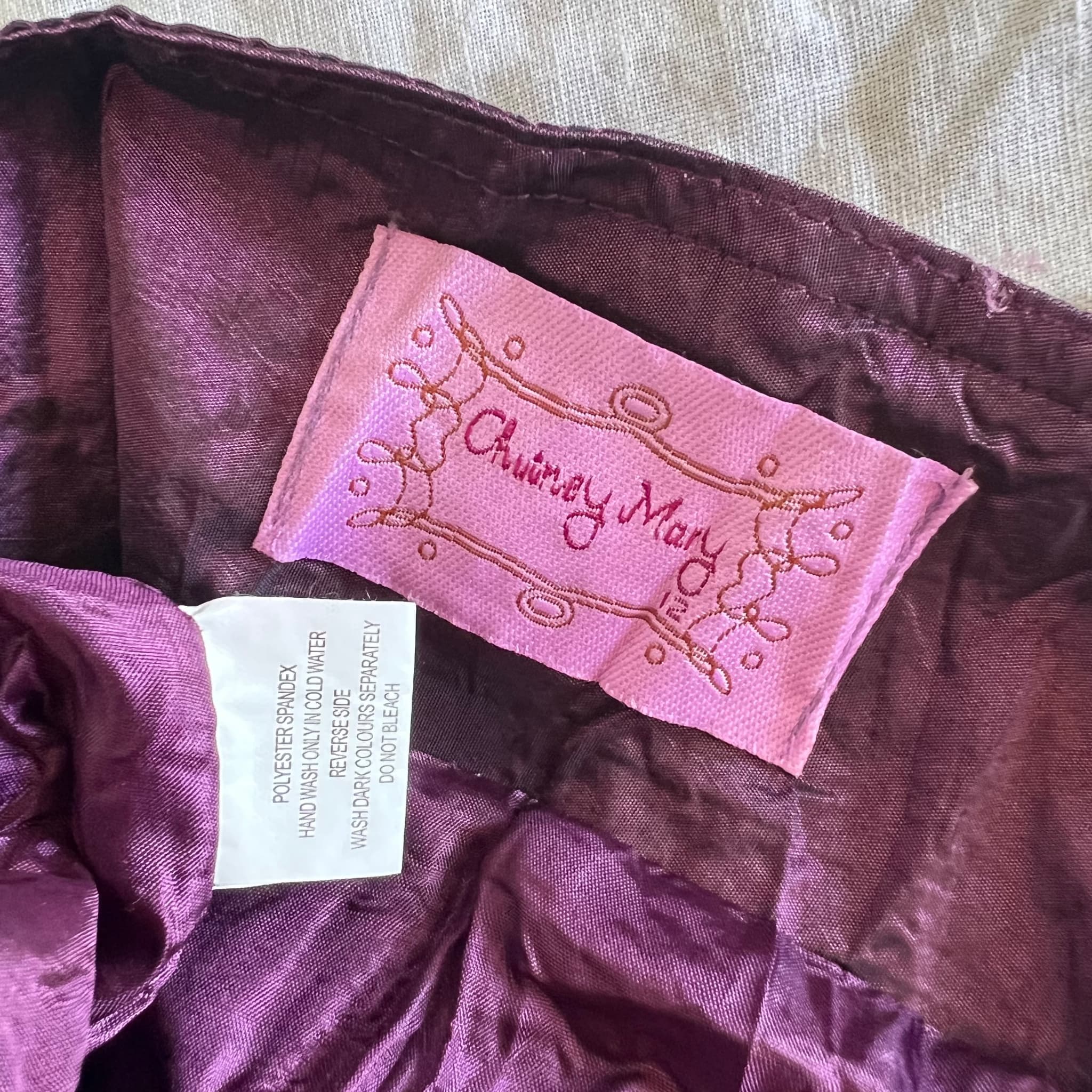 Chutney Mary Vintage Tiered Crinkle Satin & Velvet Midi Skirt Purple — photo 8 of 8