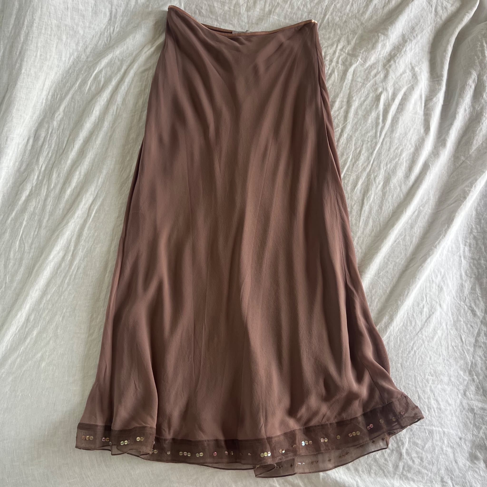 Cindy Crawford Collection Y2K Bias Cut Chiffon Maxi Skirt (Size 10) — photo 1 of 7