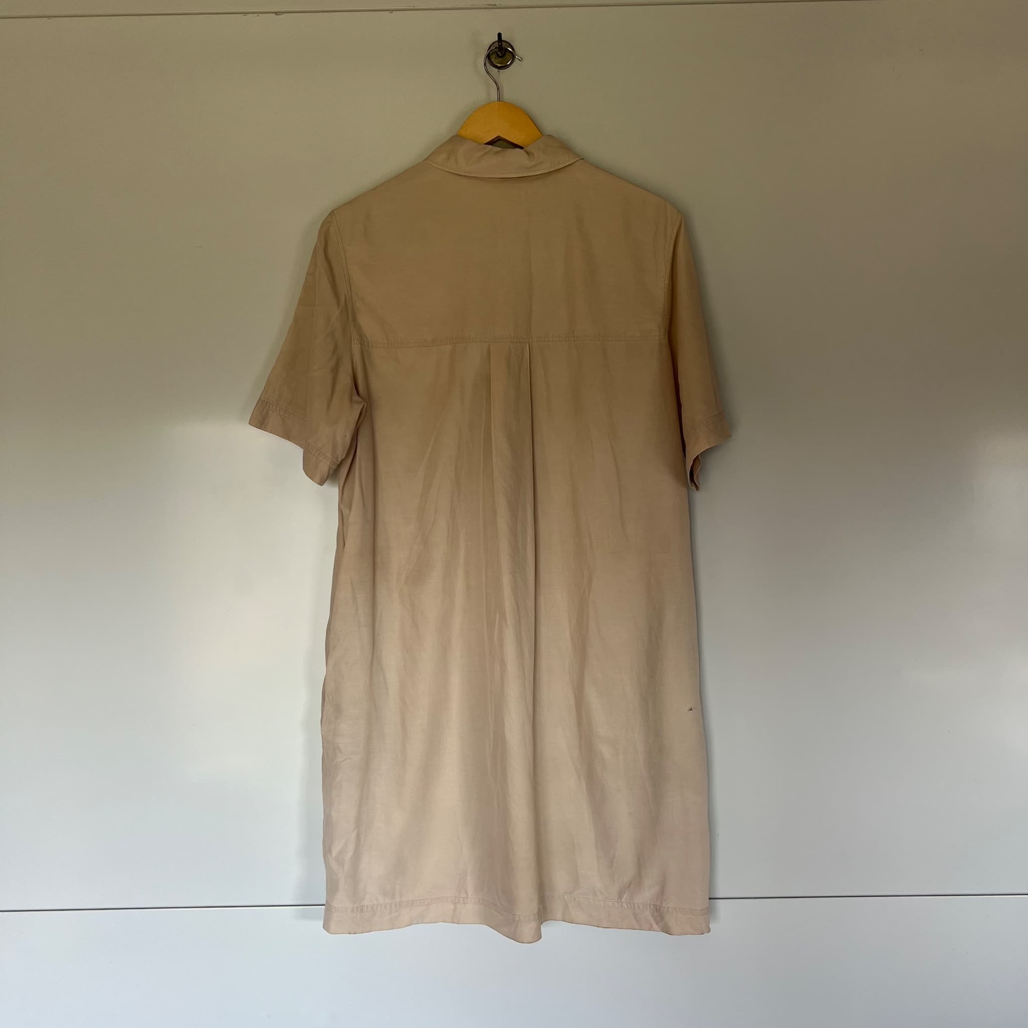 COS Beige Utility Shirt Dress Size 40 EU 12 Zip Front Short Sleeve Cupro Cotton — photo 4 of 11