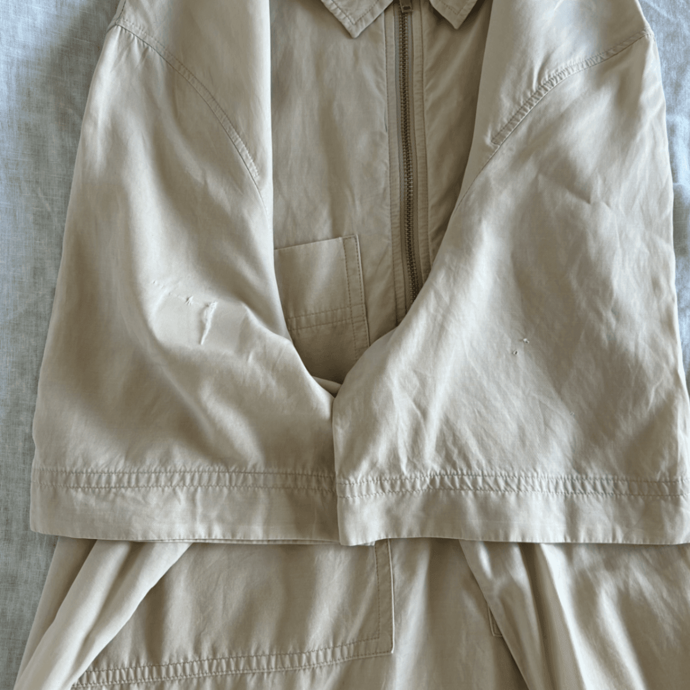 COS Beige Utility Shirt Dress Size 40 EU 12 Zip Front Short Sleeve Cupro Cotton — photo 5 of 11