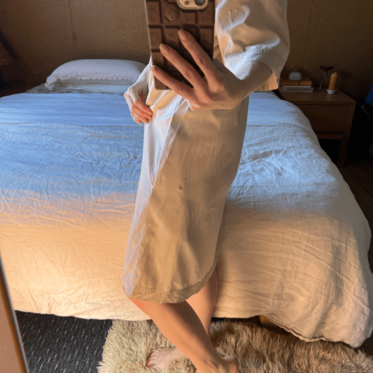 COS Beige Utility Shirt Dress Size 40 EU 12 Zip Front Short Sleeve Cupro Cotton — photo 10 of 11